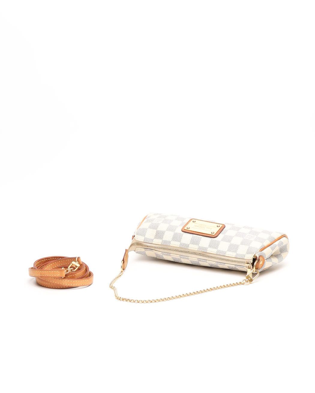 Pre-owned Louis Vuitton Damier Azur Eva Pochette Bag In White