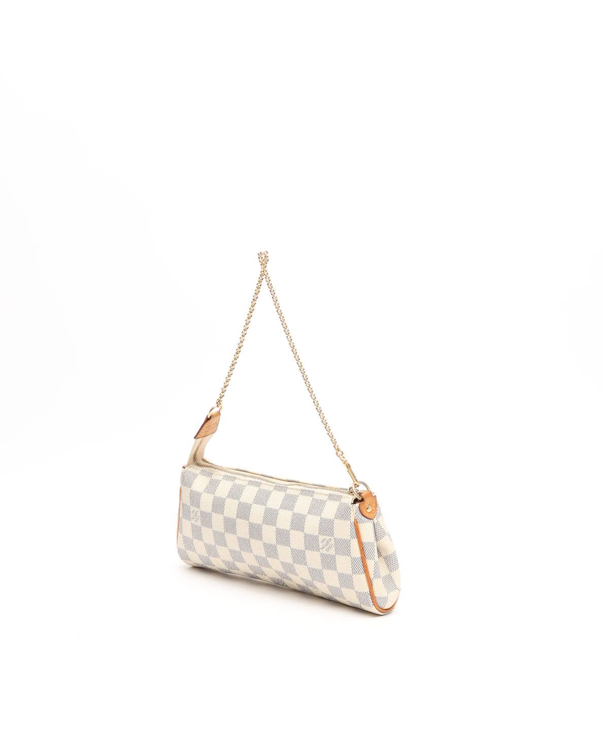 Pre-owned Louis Vuitton Damier Azur Eva Pochette Bag In White