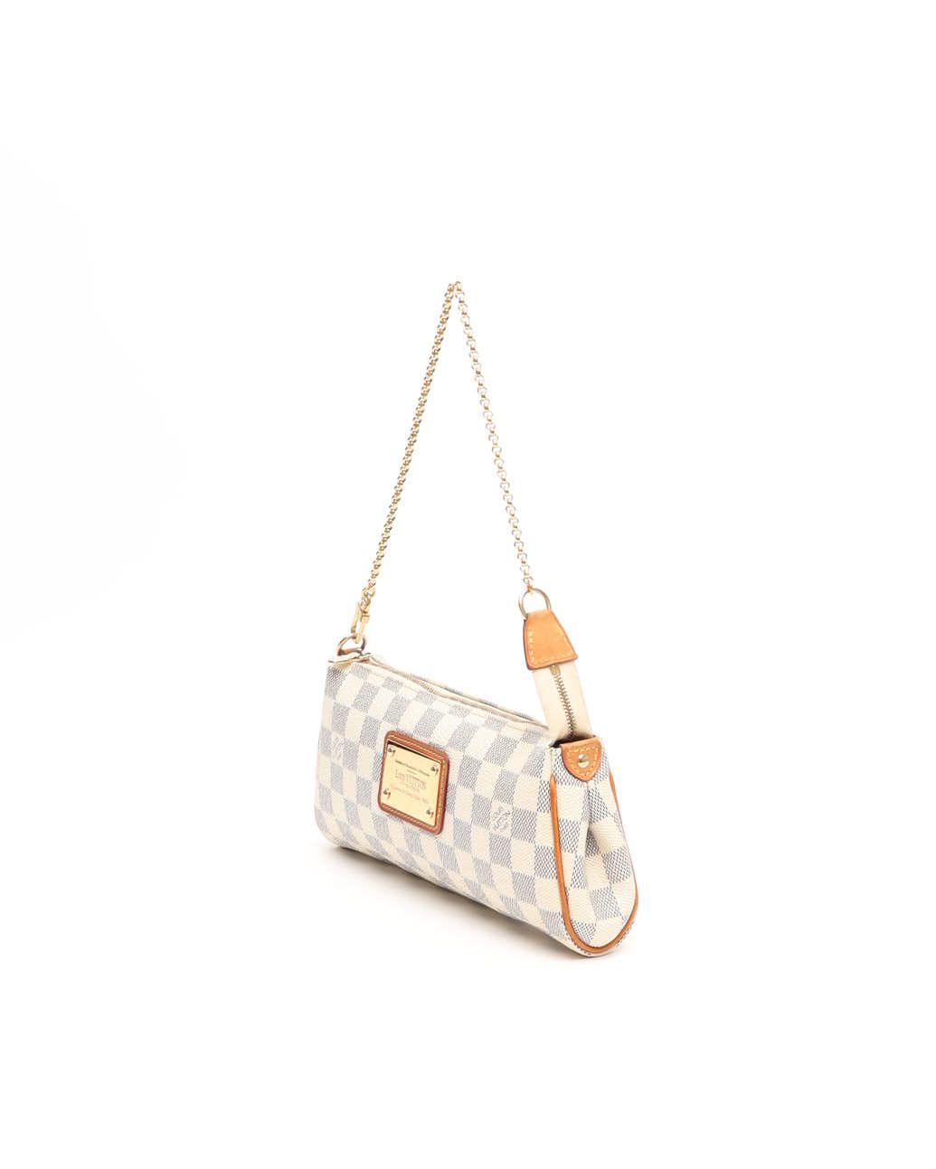 Pre-owned Louis Vuitton Damier Azur Eva Pochette Bag In White