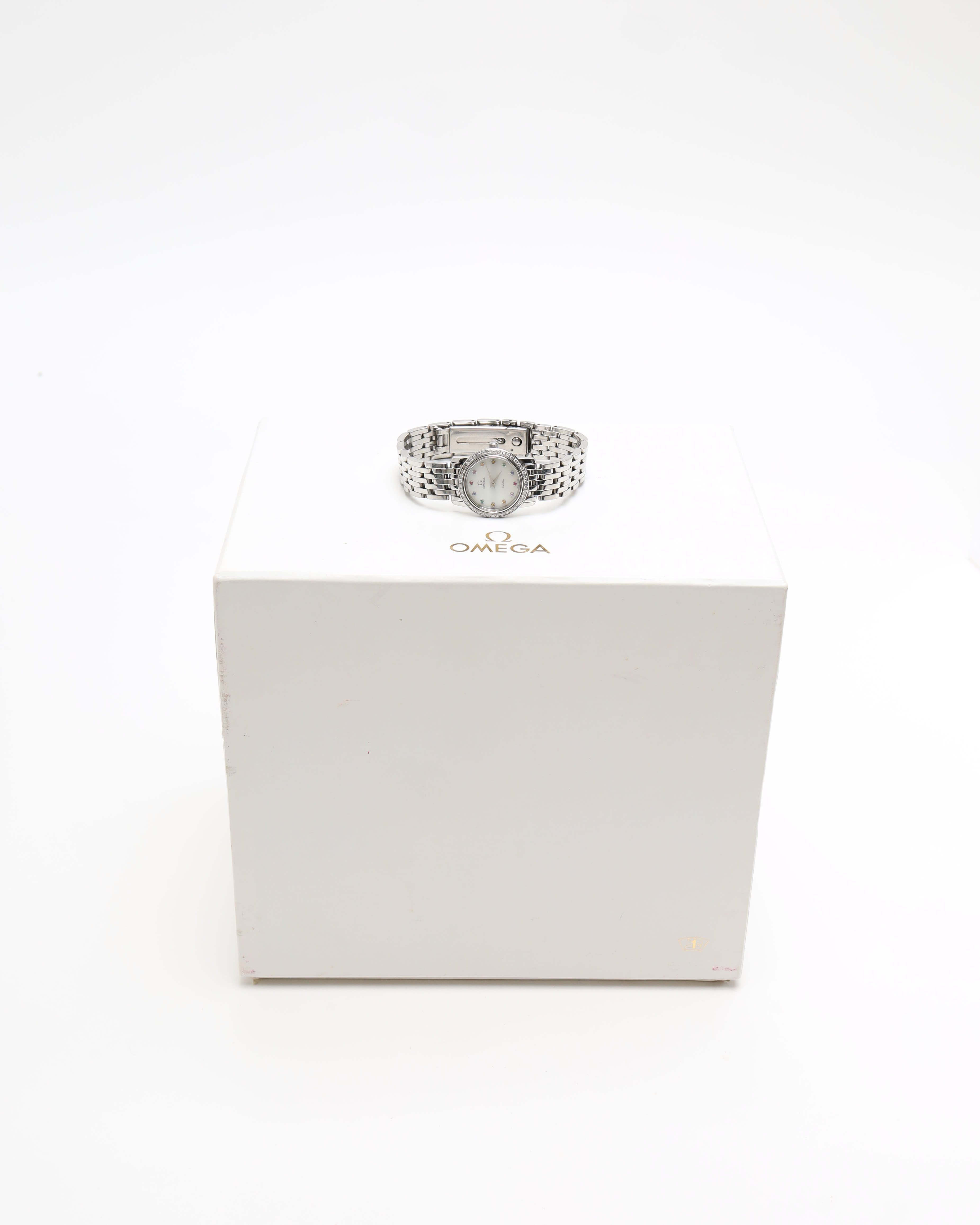 Omega Lady-de Ville 22mm Ref 4575.77 Diamond Watch In Silver