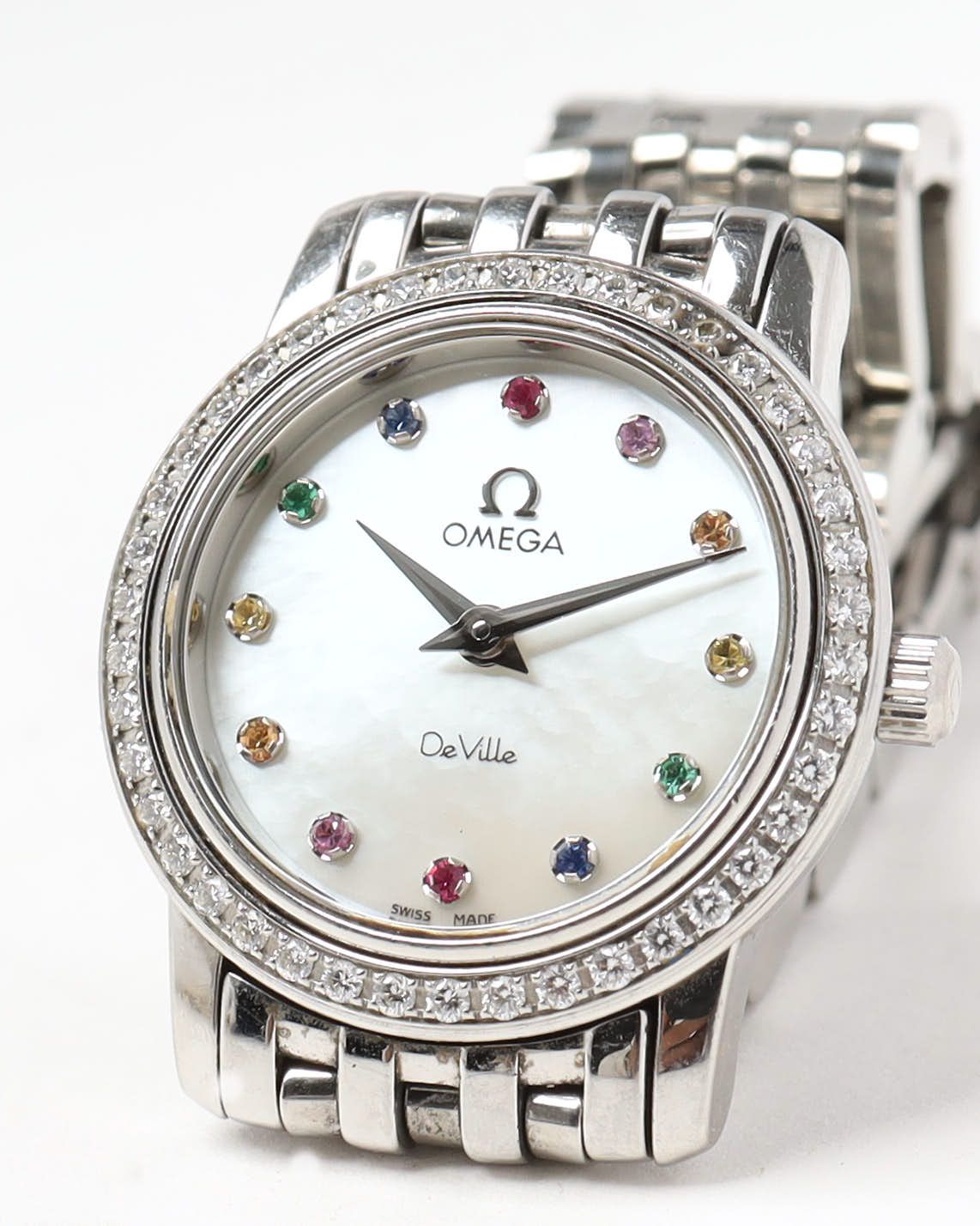 Omega Lady-de Ville 22mm Ref 4575.77 Diamond Watch In Silver