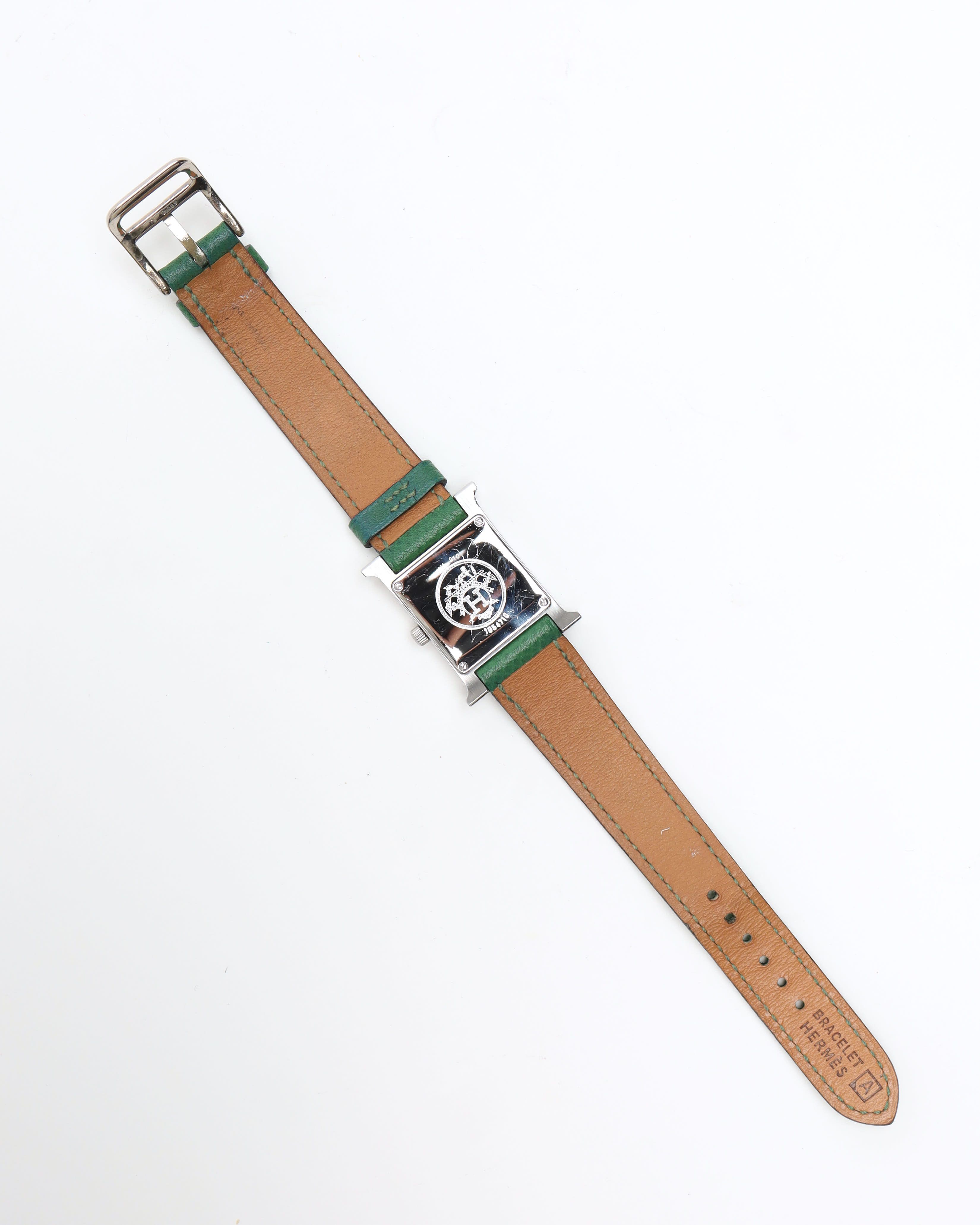 Pre-owned Hermes Hermès Heure H 21mm Ref Hh1.210 Watch In Green