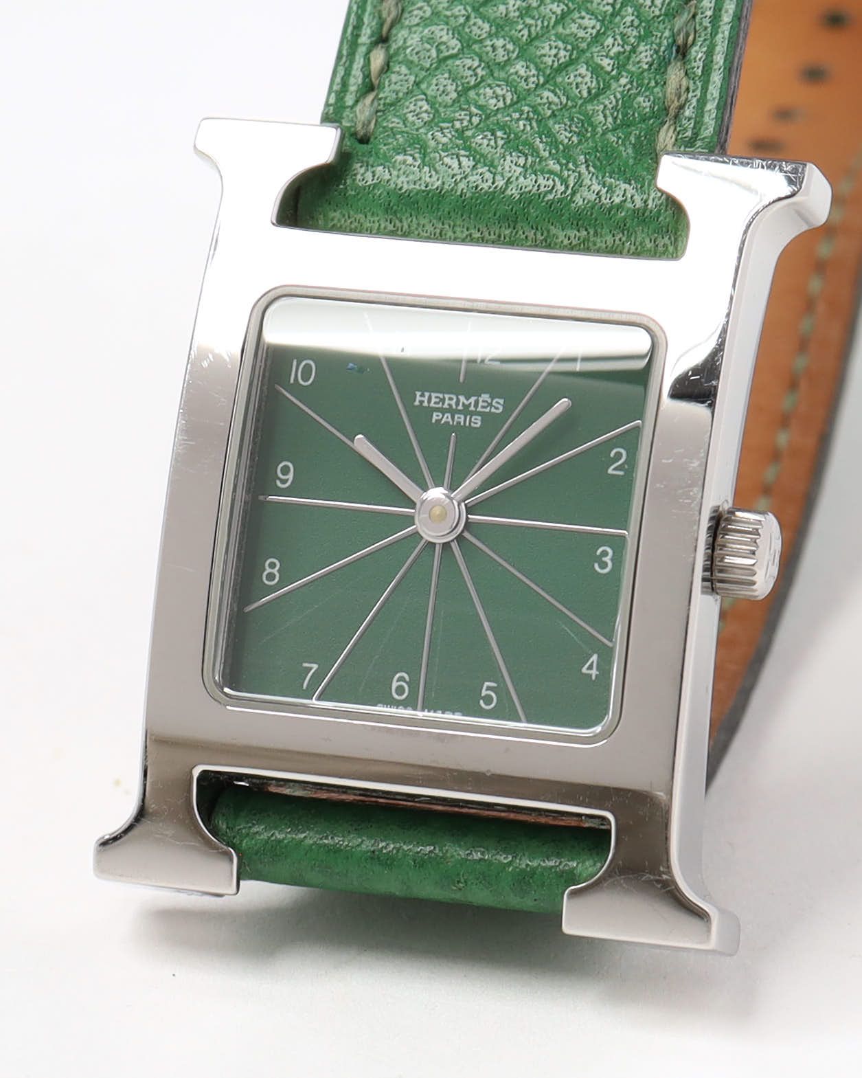 Pre-owned Hermes Hermès Heure H 21mm Ref Hh1.210 Watch In Green
