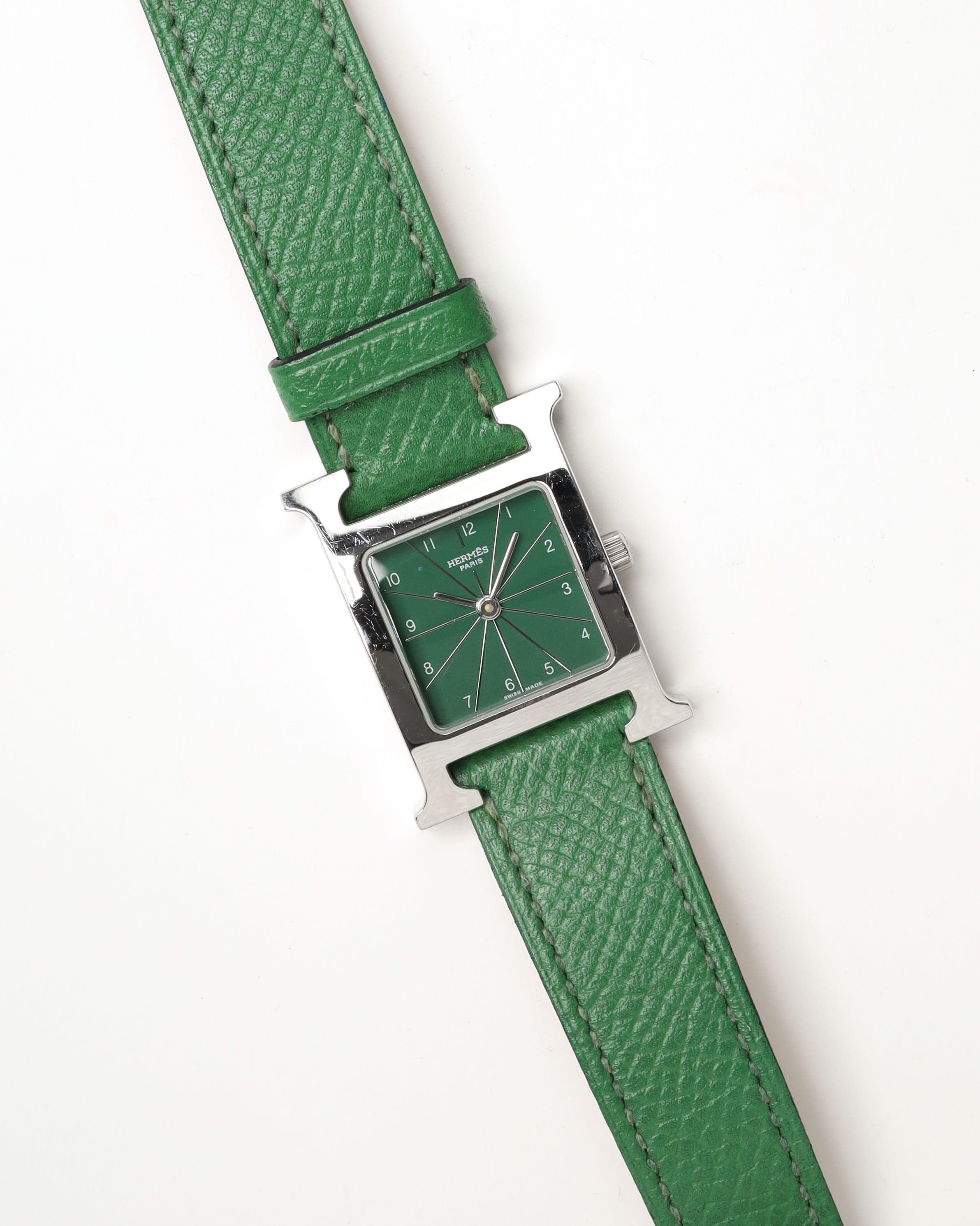 Pre-owned Hermes Hermès Heure H 21mm Ref Hh1.210 Watch In Green