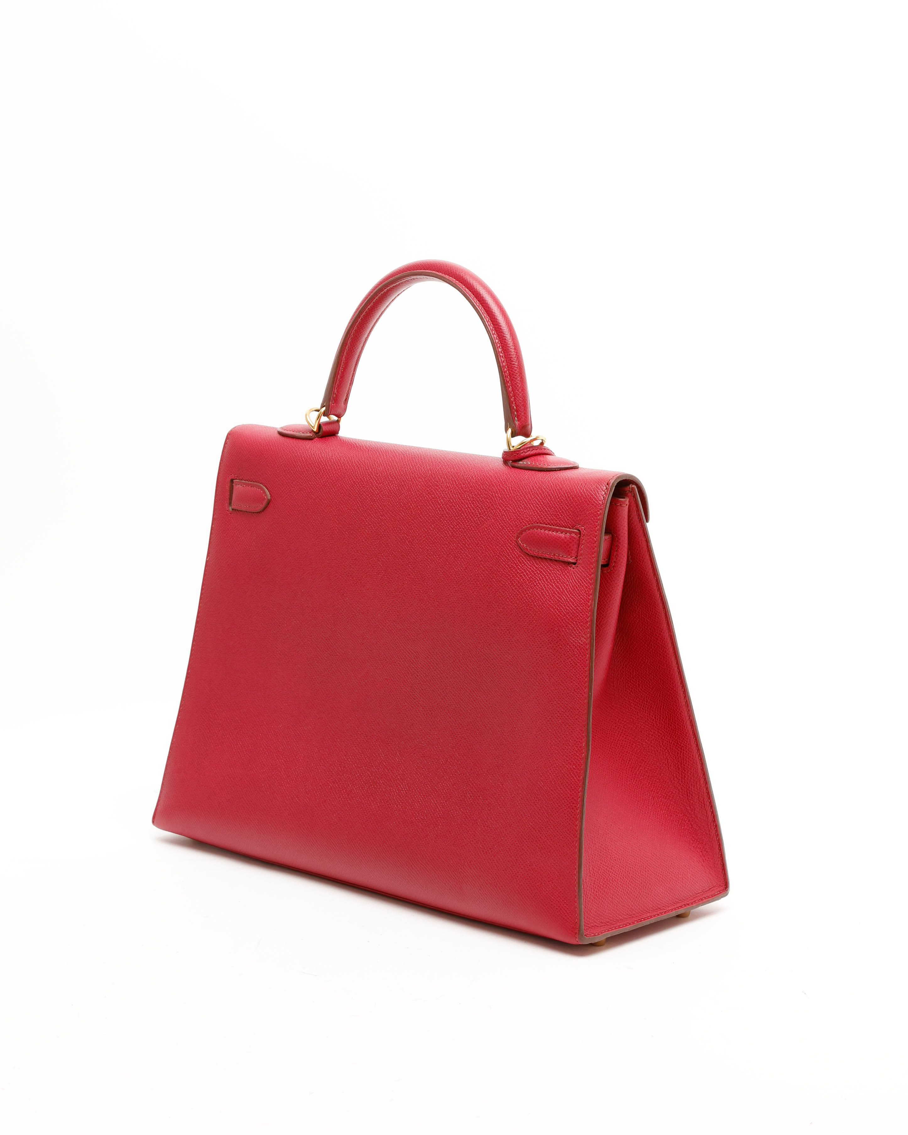 Pre-owned Hermes Hermès Kelly Sellier 35 Epsom Bag In Red