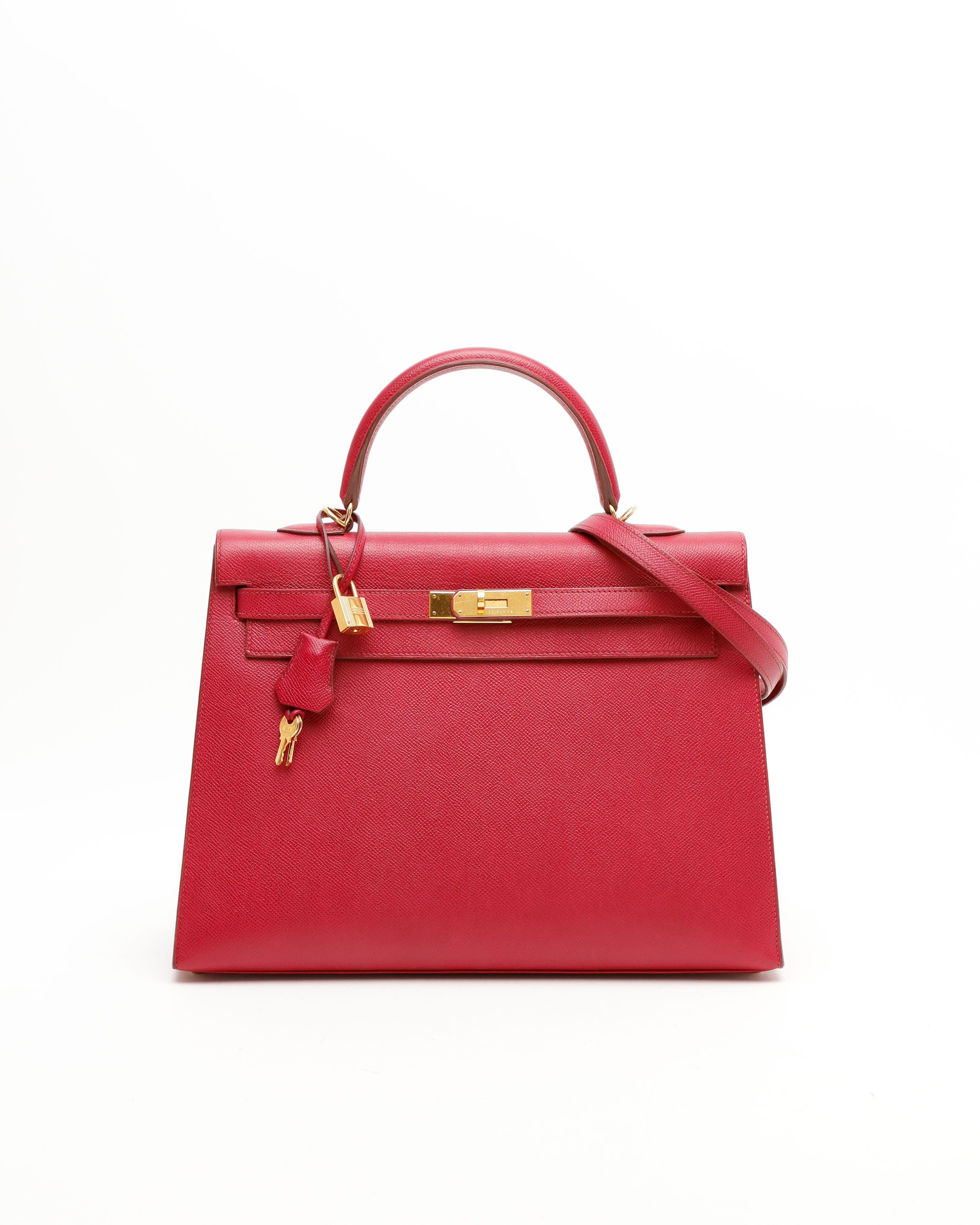 Pre-owned Hermes Hermès Kelly Sellier 35 Epsom Bag In Red