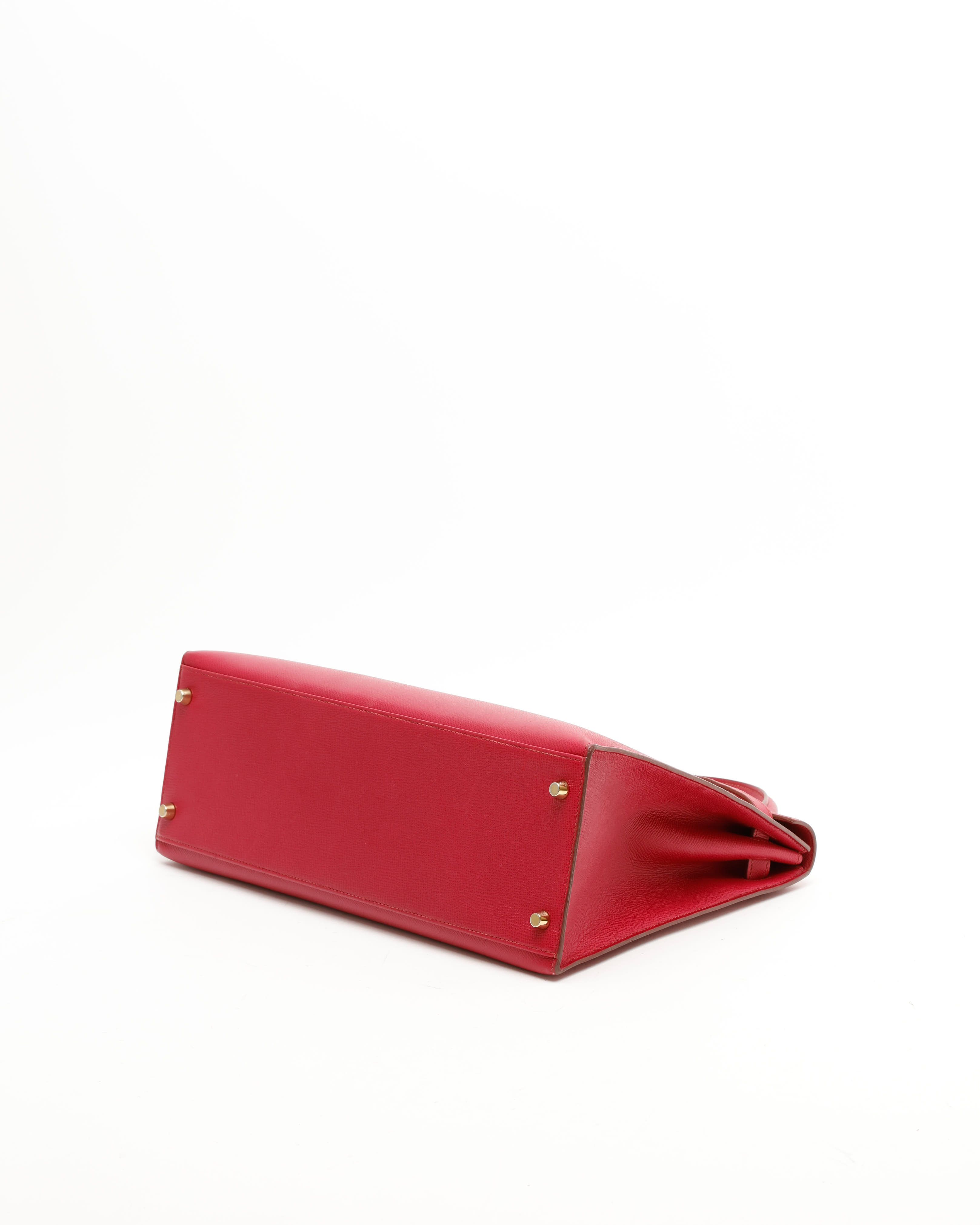 Pre-owned Hermes Hermès Kelly Sellier 35 Epsom Bag In Red