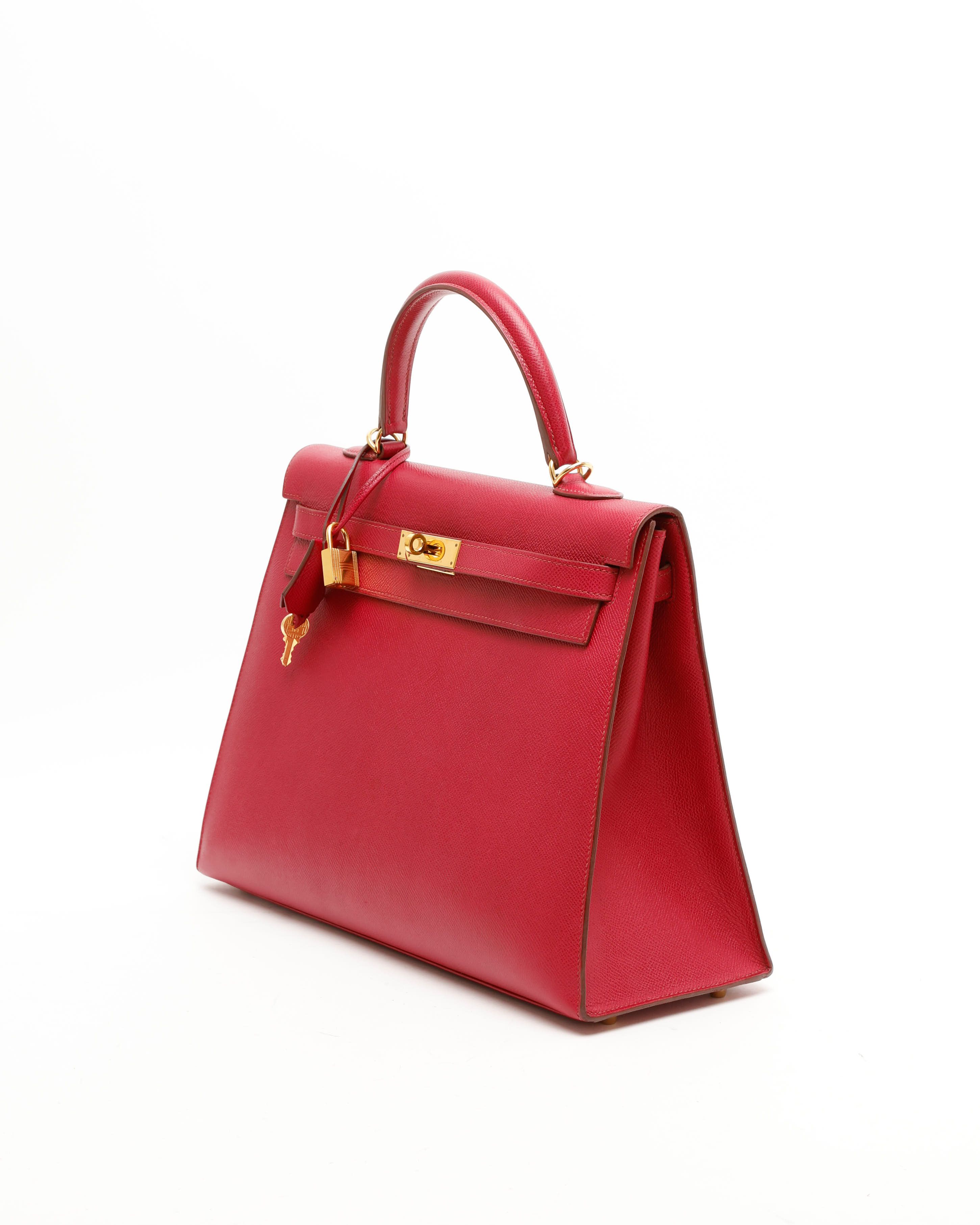 Pre-owned Hermes Hermès Kelly Sellier 35 Epsom Bag In Red