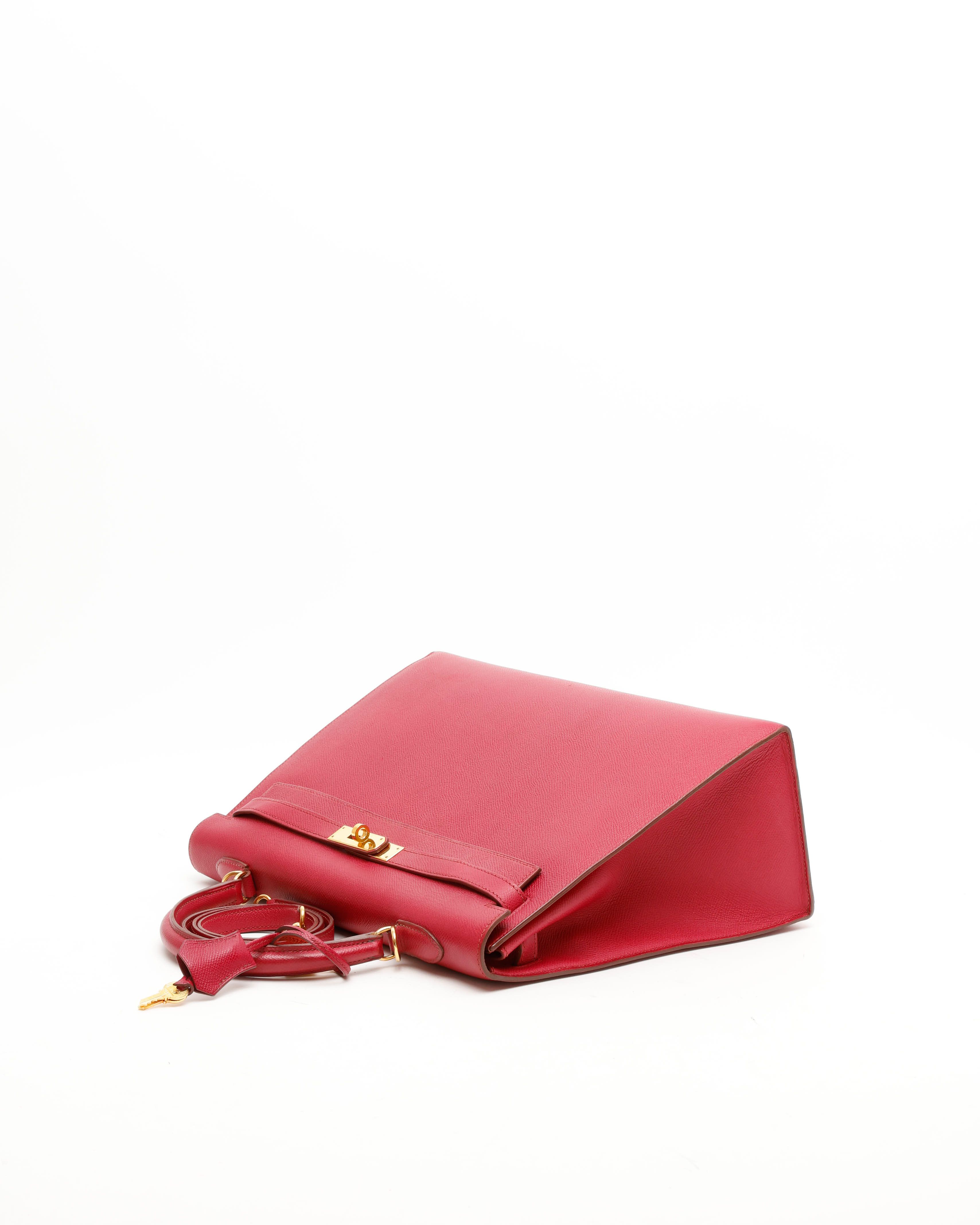 Pre-owned Hermes Hermès Kelly Sellier 35 Epsom Bag In Red