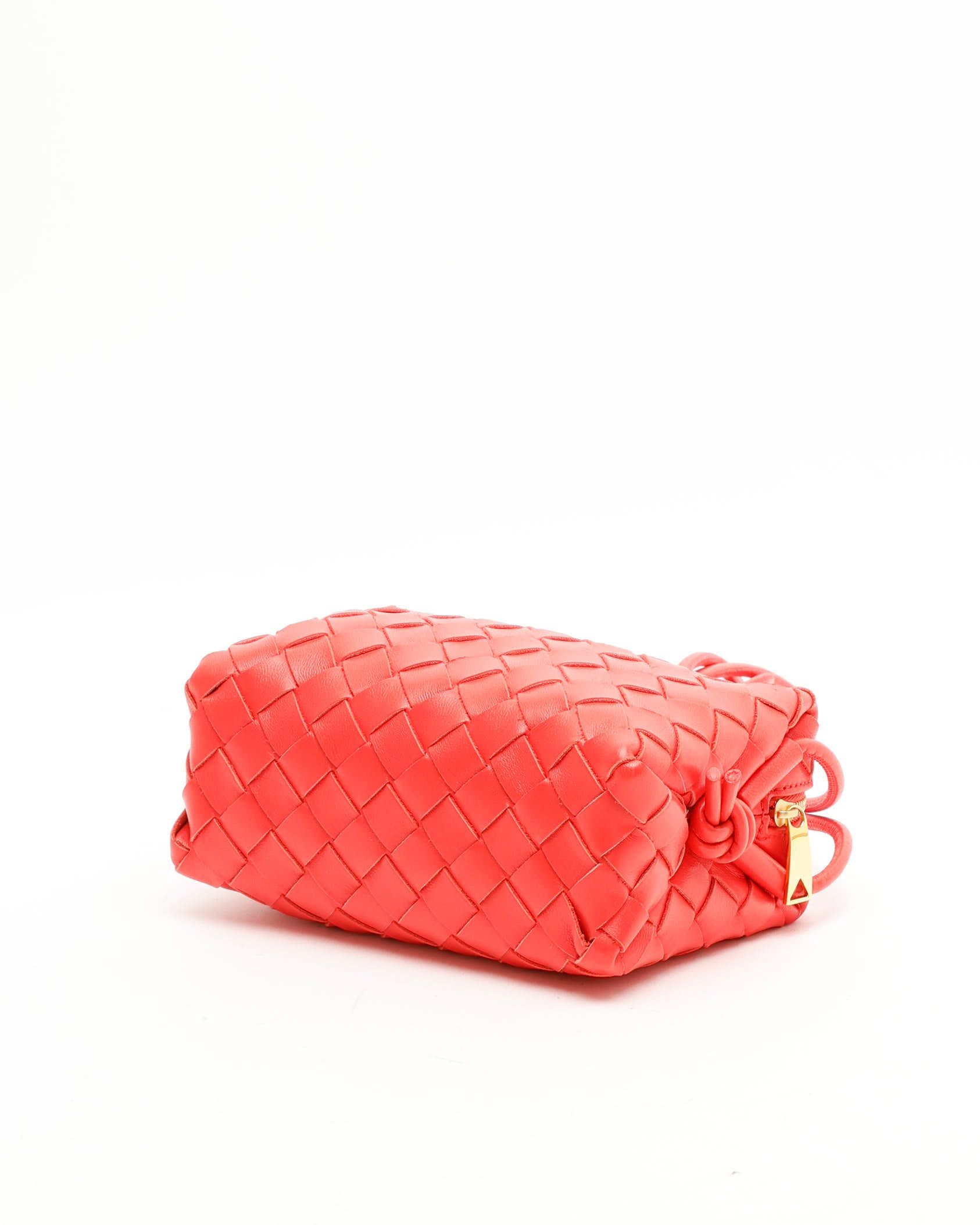 Bottega Veneta Intrecciato Mini Loop Camera Bag In Red
