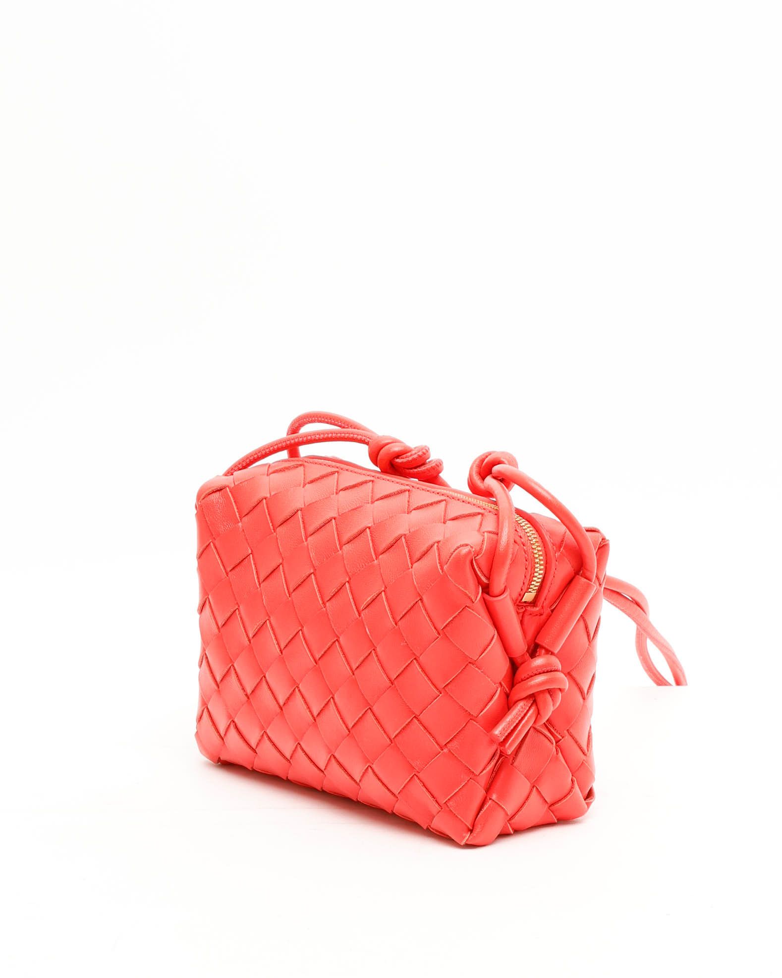 Bottega Veneta Intrecciato Mini Loop Camera Bag In Red