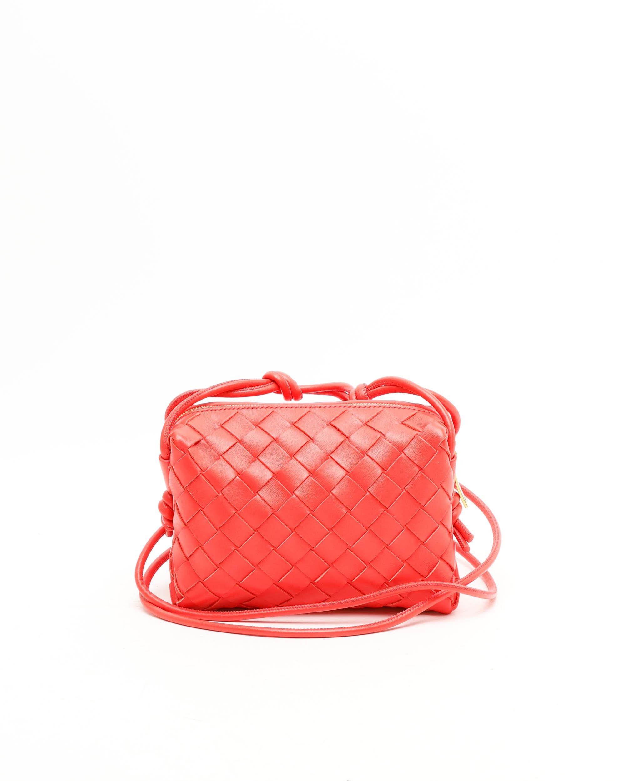Bottega Veneta Intrecciato Mini Loop Camera Bag In Red
