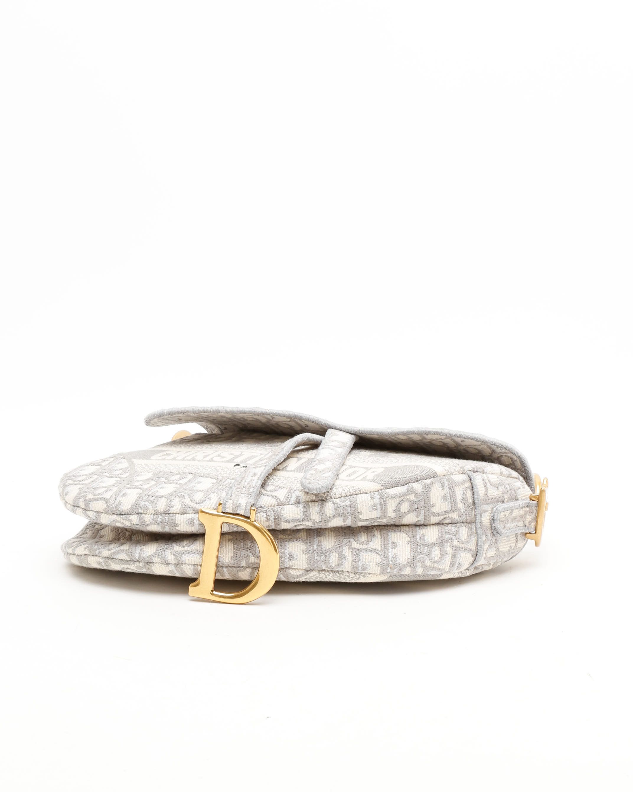 Dior Christian Oblique Saddle Bag In Gray