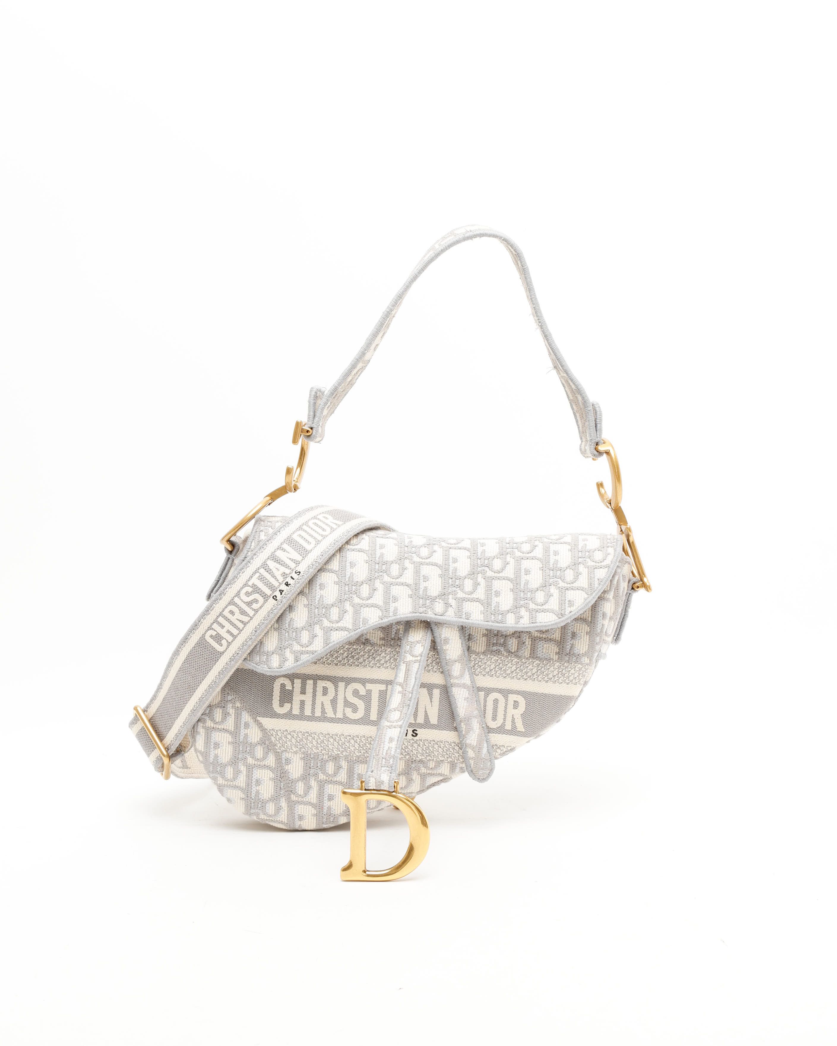 Dior Christian Oblique Saddle Bag In Gray