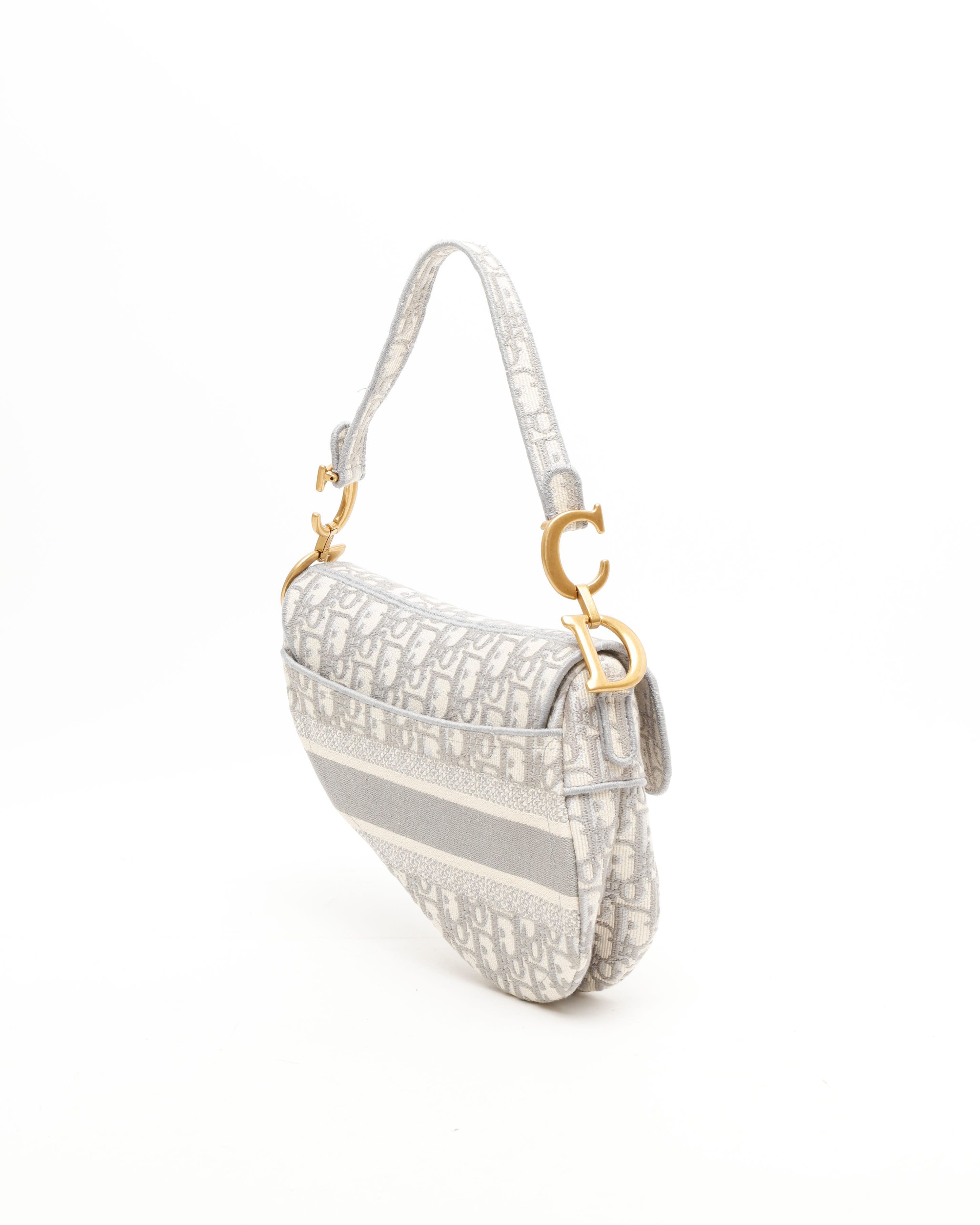 Dior Christian Oblique Saddle Bag In Gray