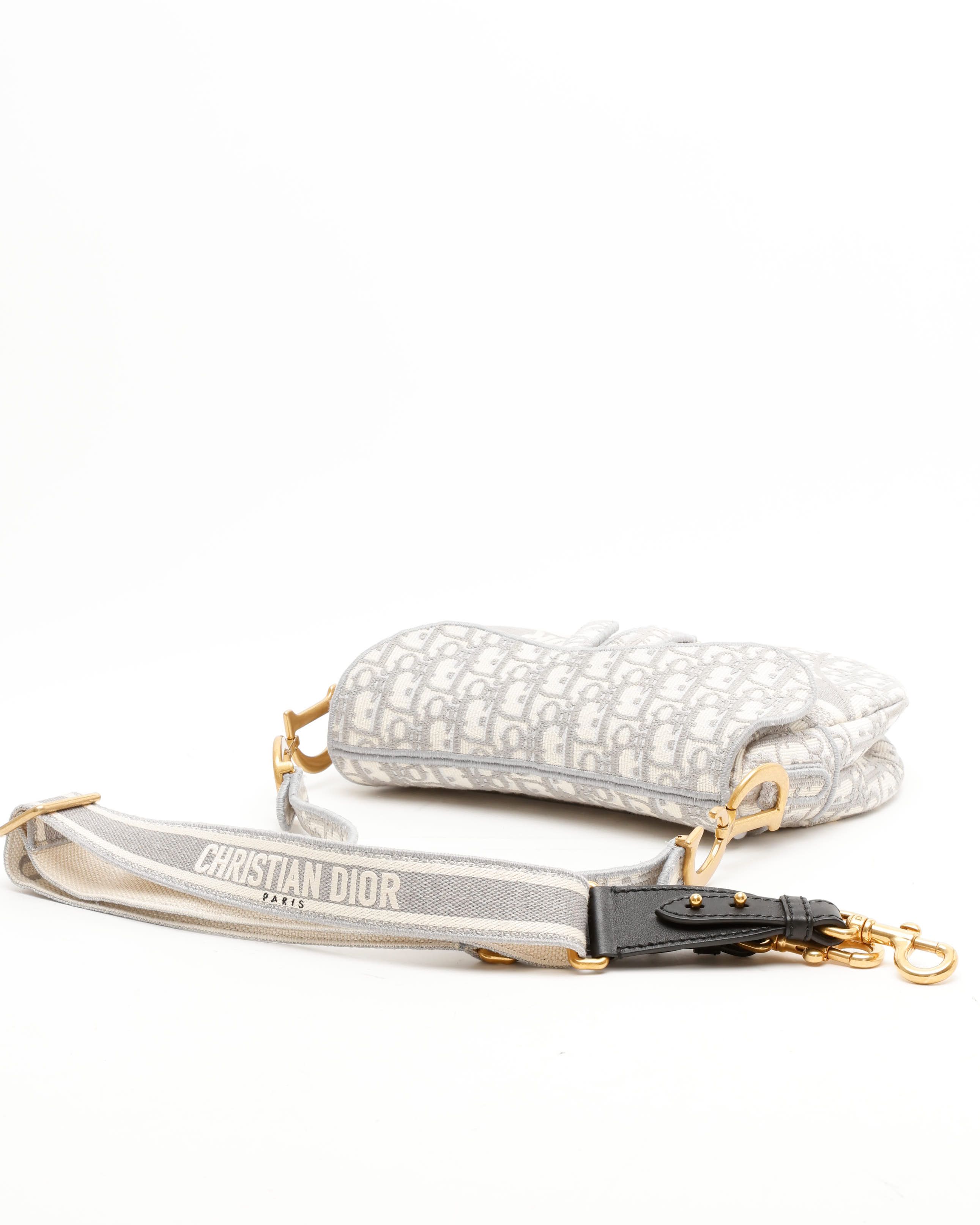 Dior Christian Oblique Saddle Bag In Gray