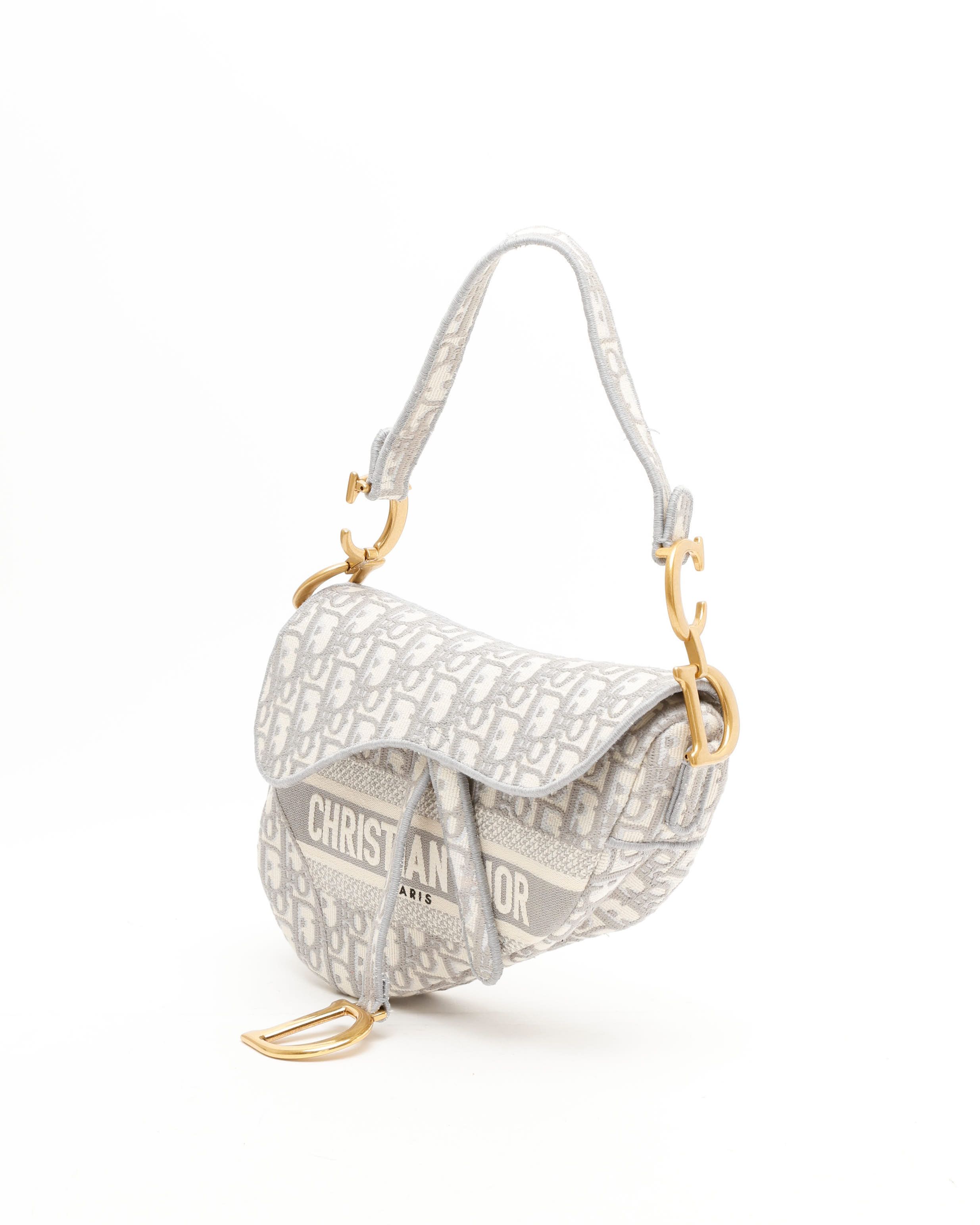 Dior Christian Oblique Saddle Bag In Gray