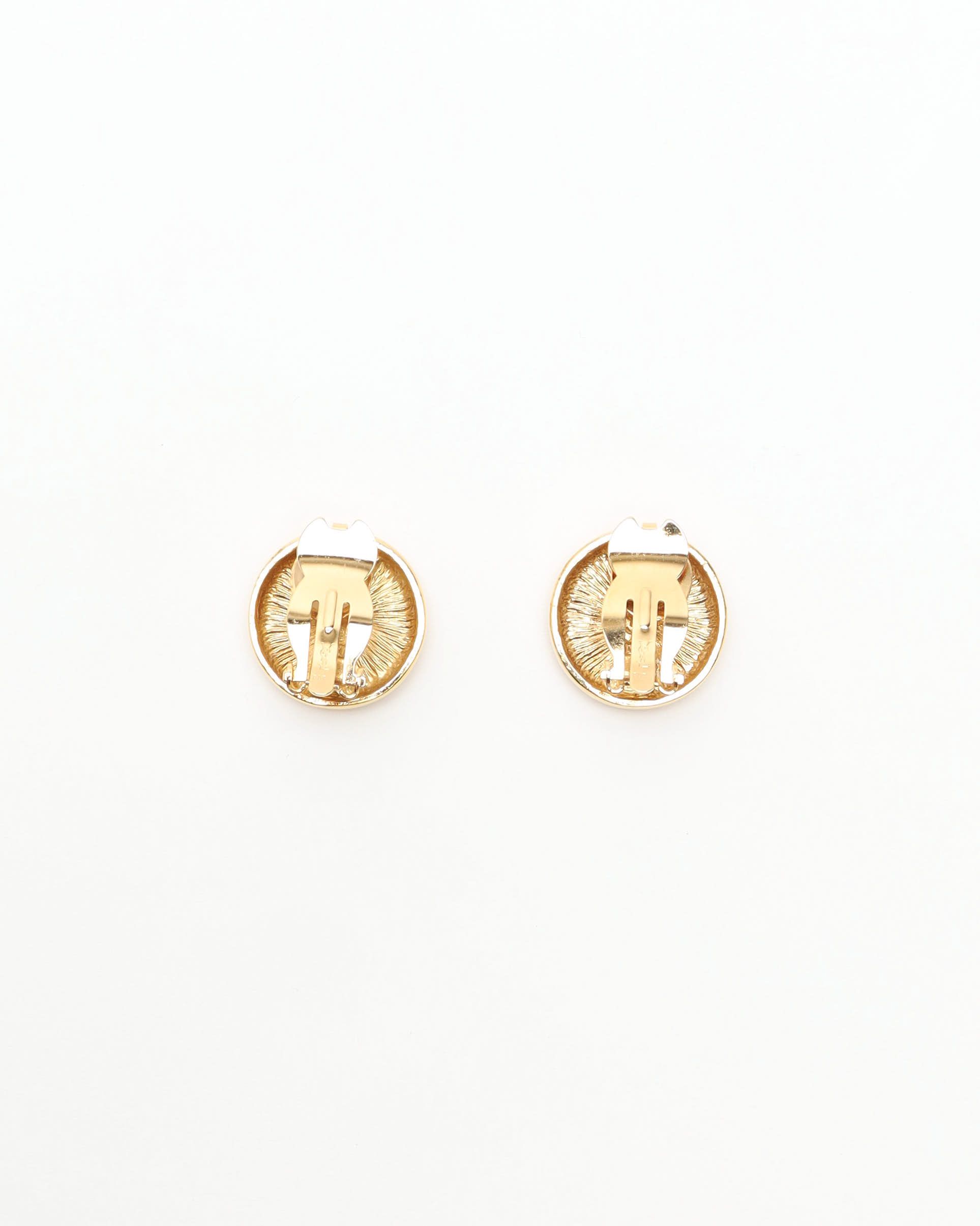 Saint Laurent Logo Clip-on Earrings In Gold