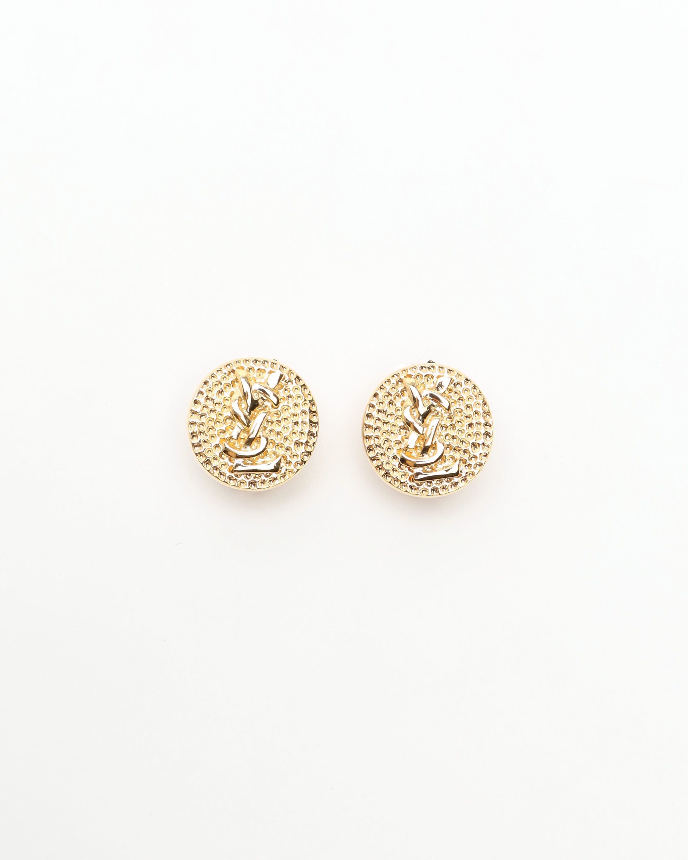 Saint Laurent Logo Clip-on Earrings In Gold