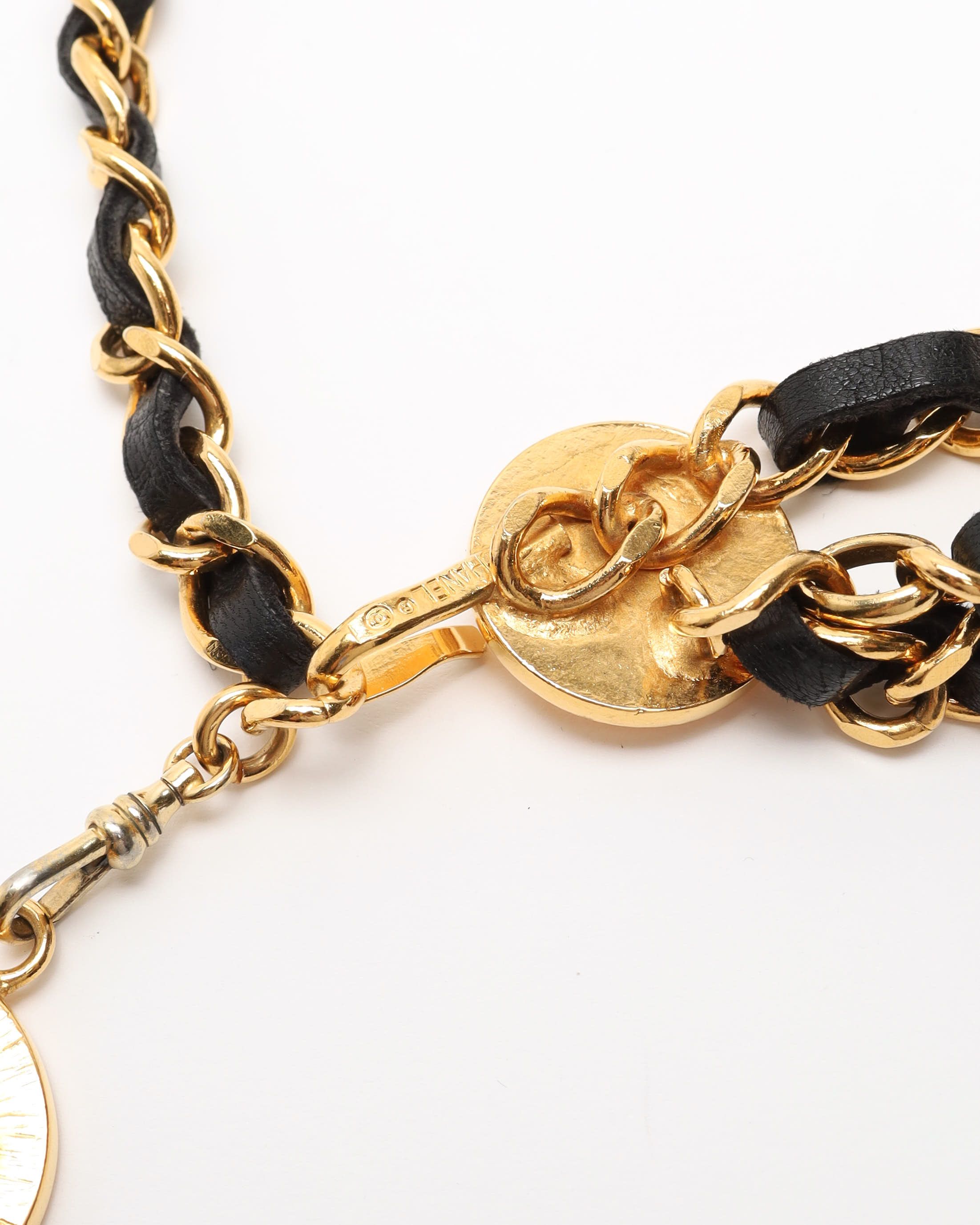 Pre-owned Chanel 3-row Leather Chain Belt In Multi