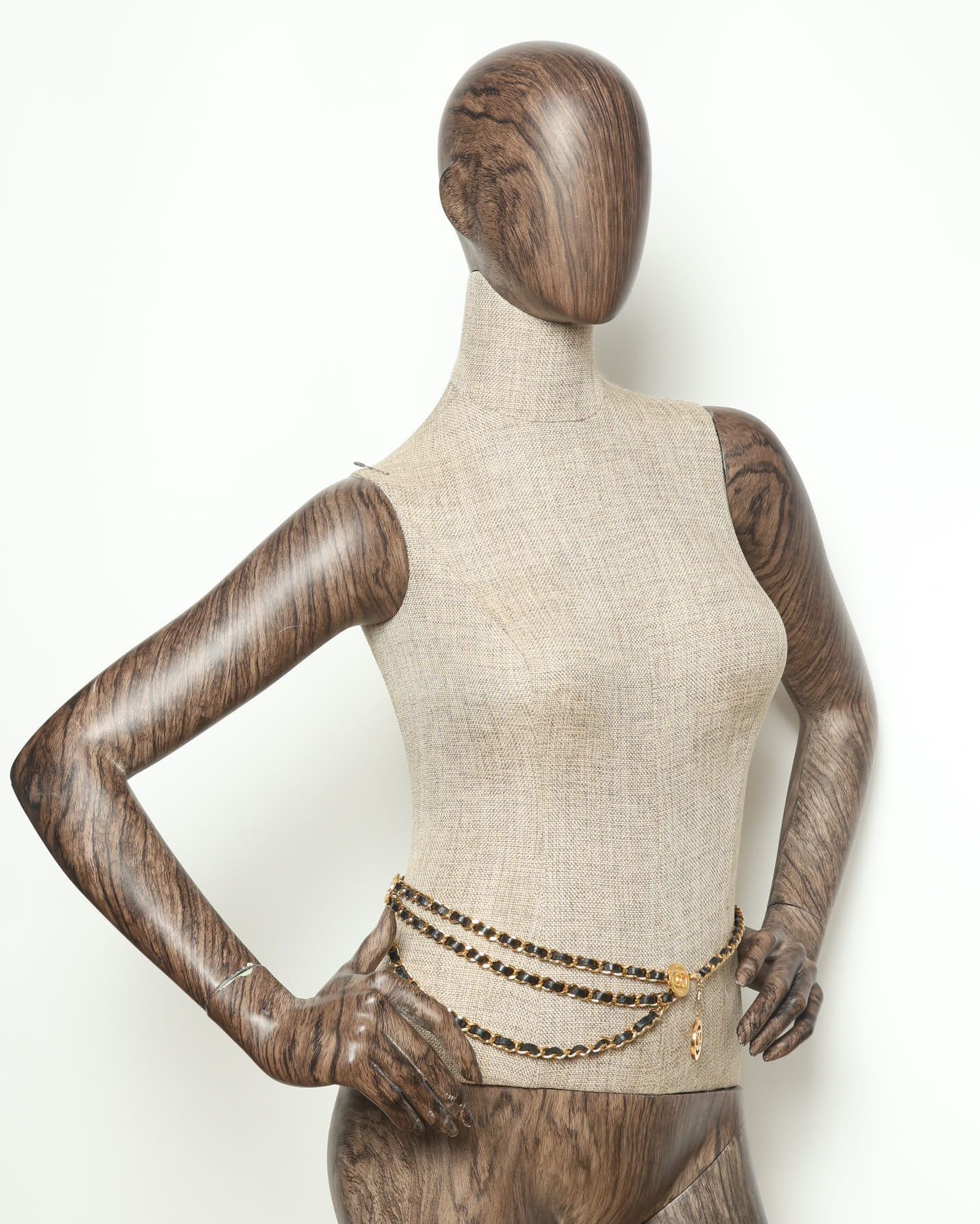 Pre-owned Chanel 3-row Leather Chain Belt In Multi