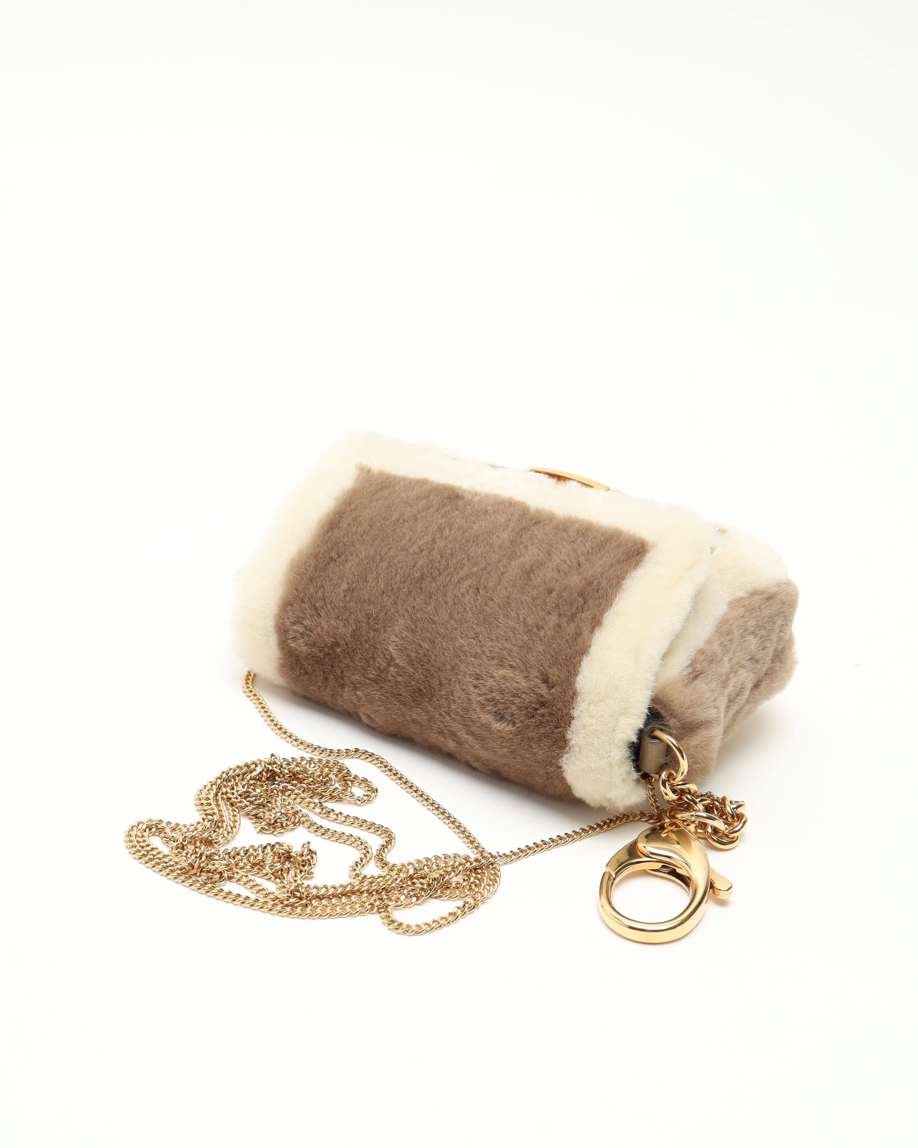 Fendi Nano Fur Baguette Bag In Multi