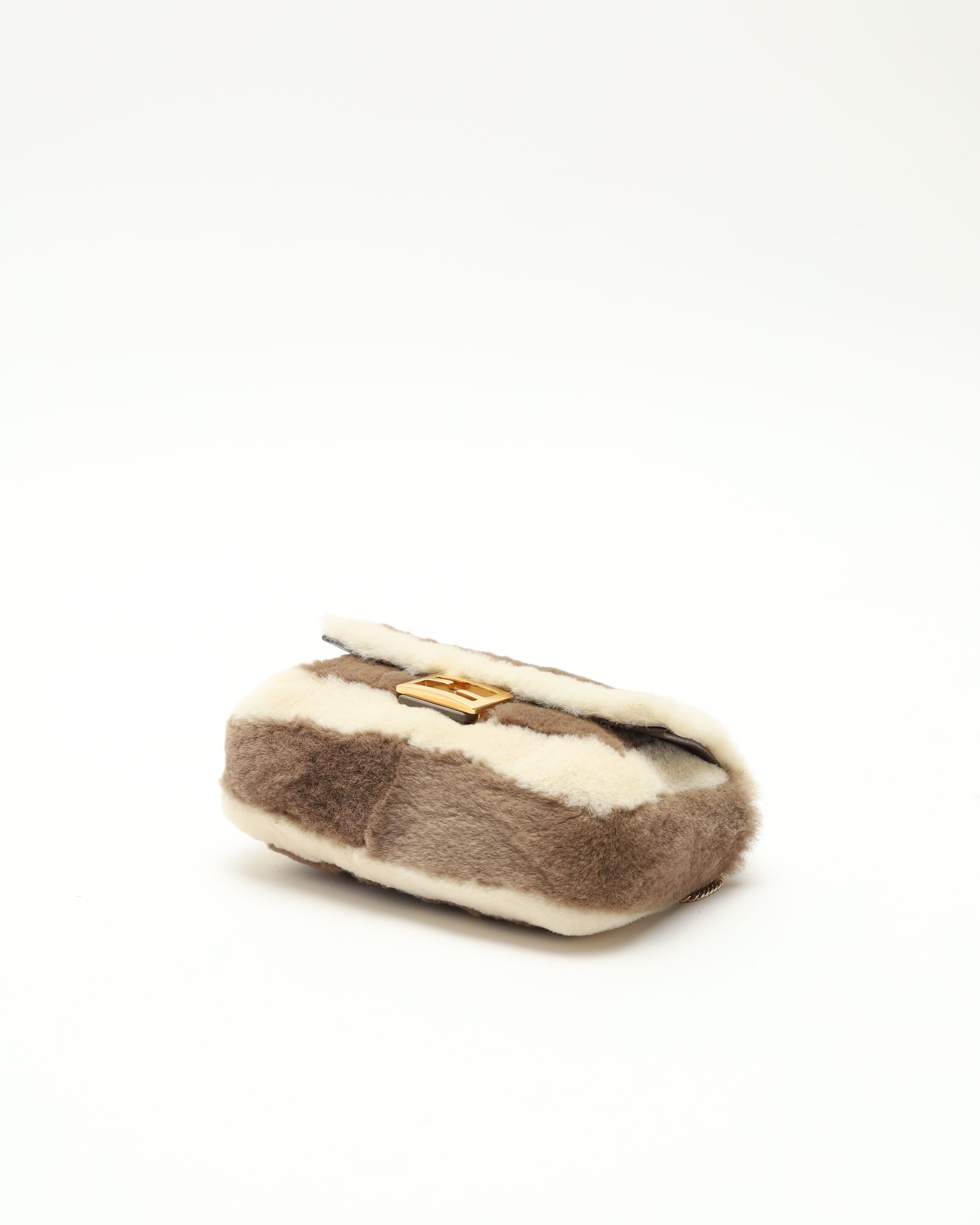 Fendi Nano Fur Baguette Bag In Multi
