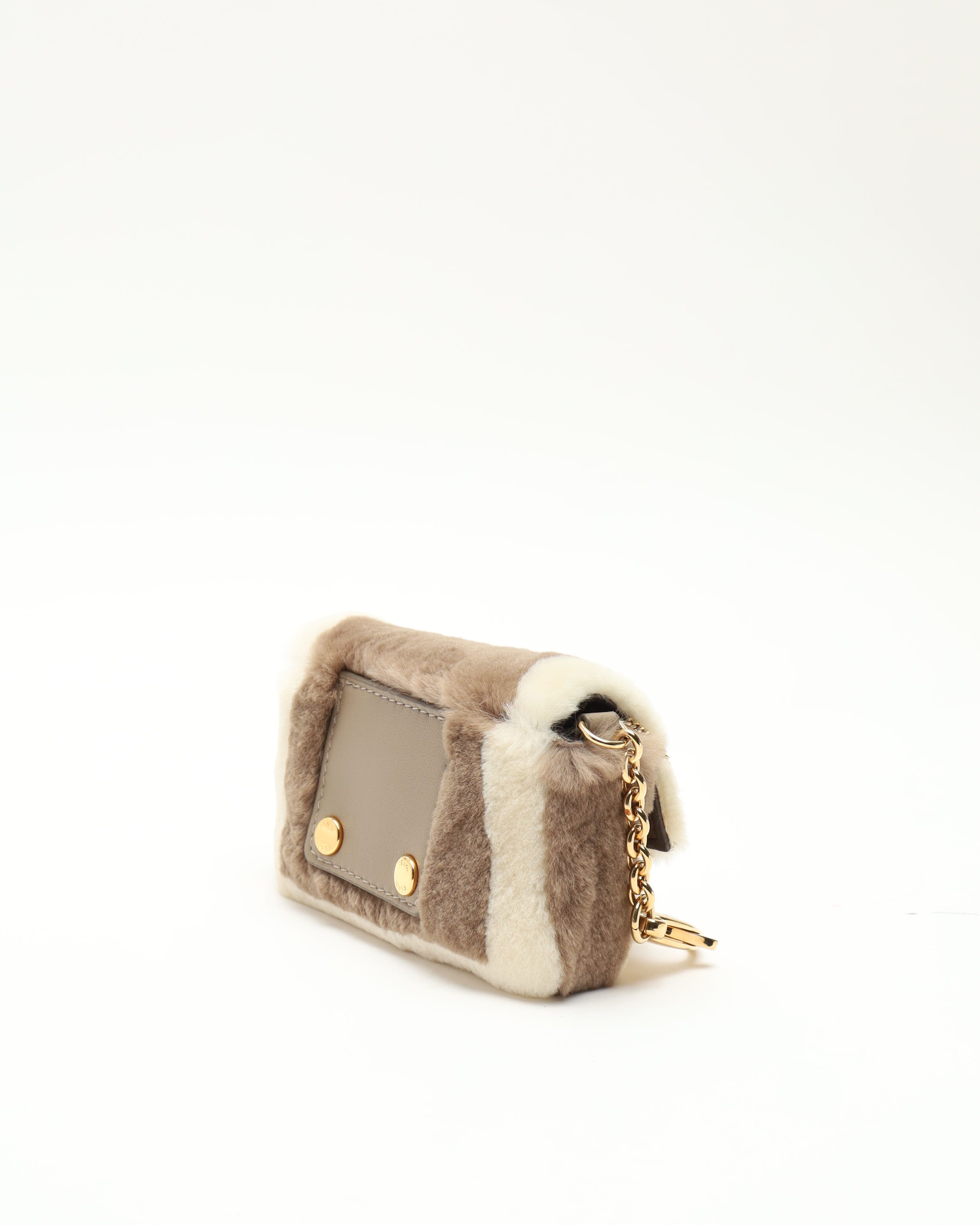 Fendi Nano Fur Baguette Bag In Multi
