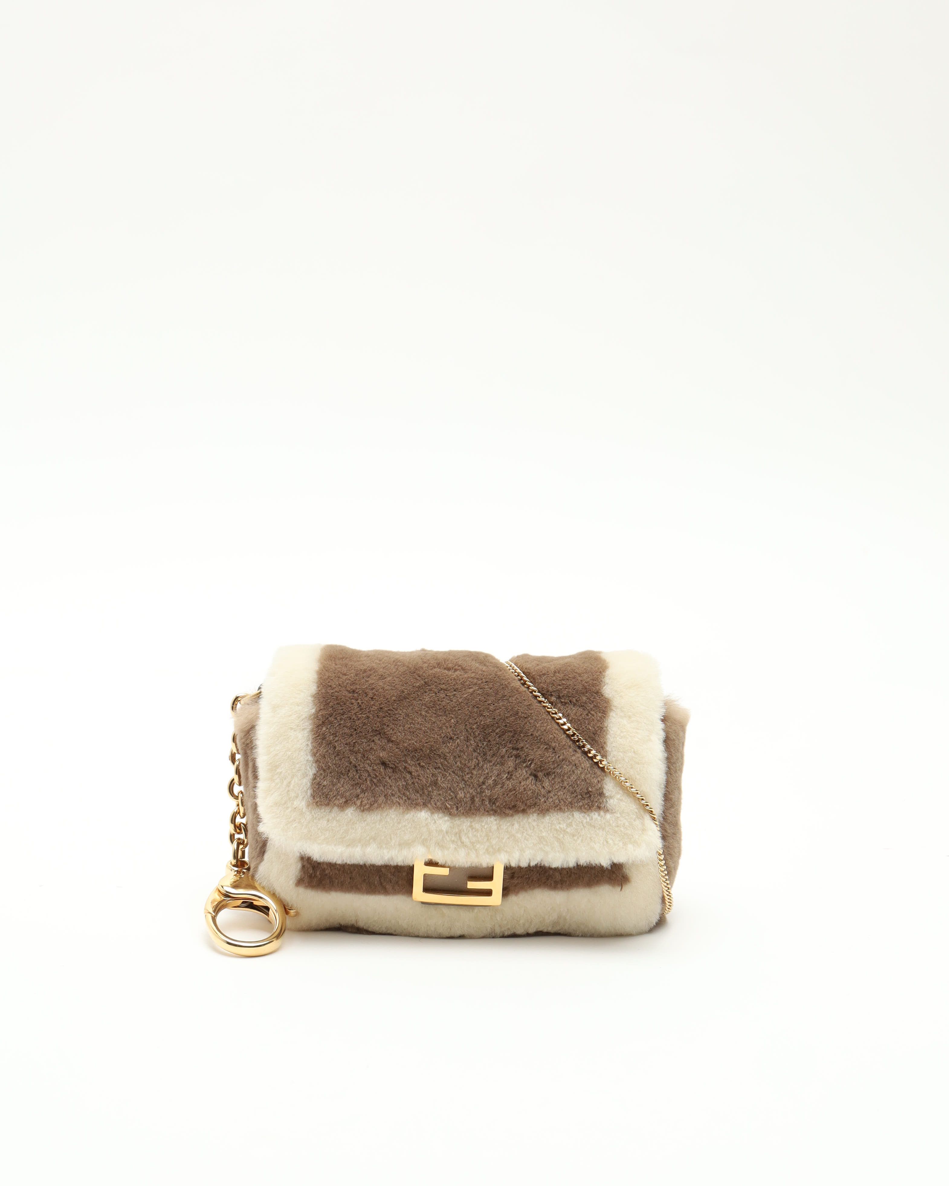 Fendi Nano Fur Baguette Bag In Multi