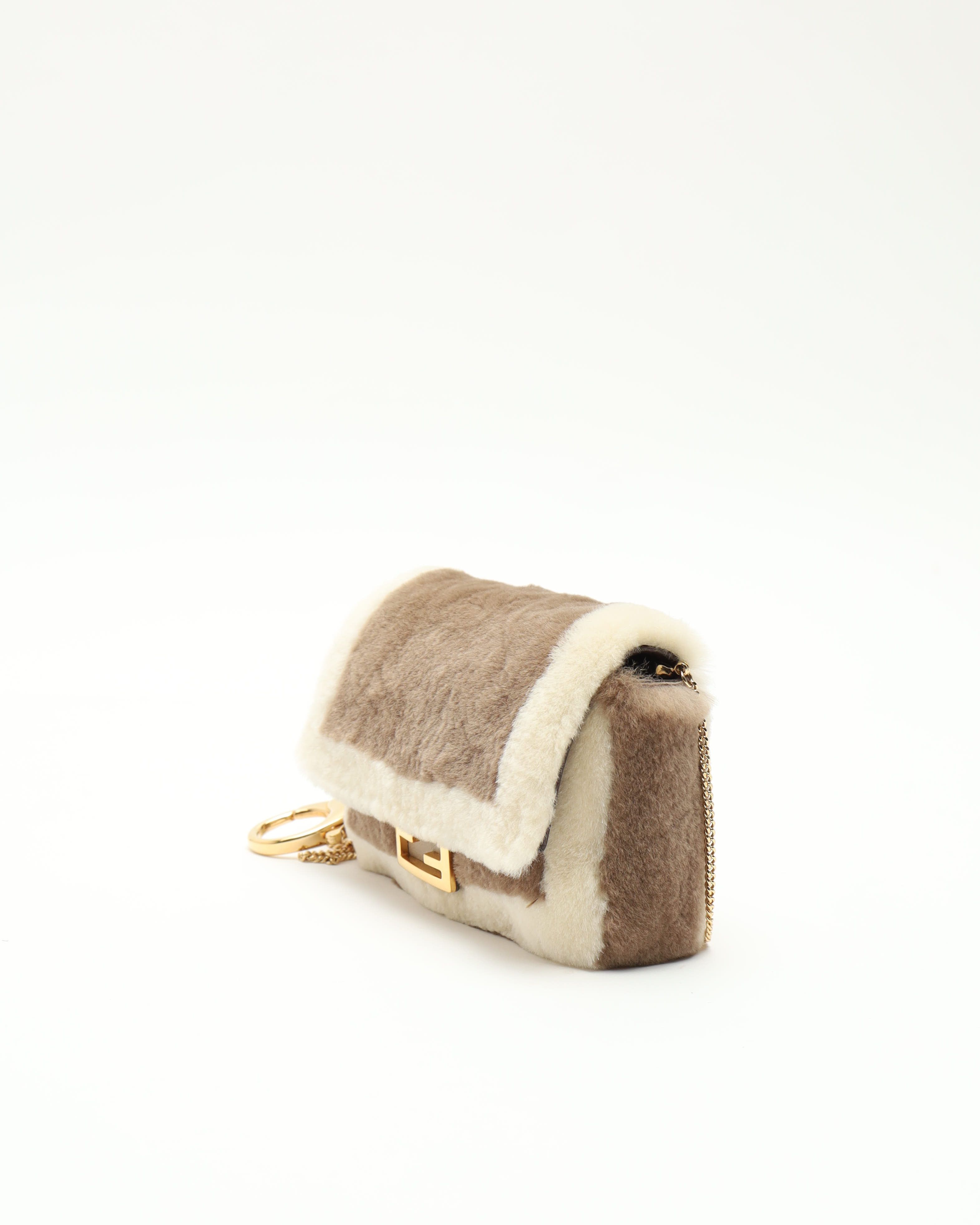 Fendi Nano Fur Baguette Bag In Multi