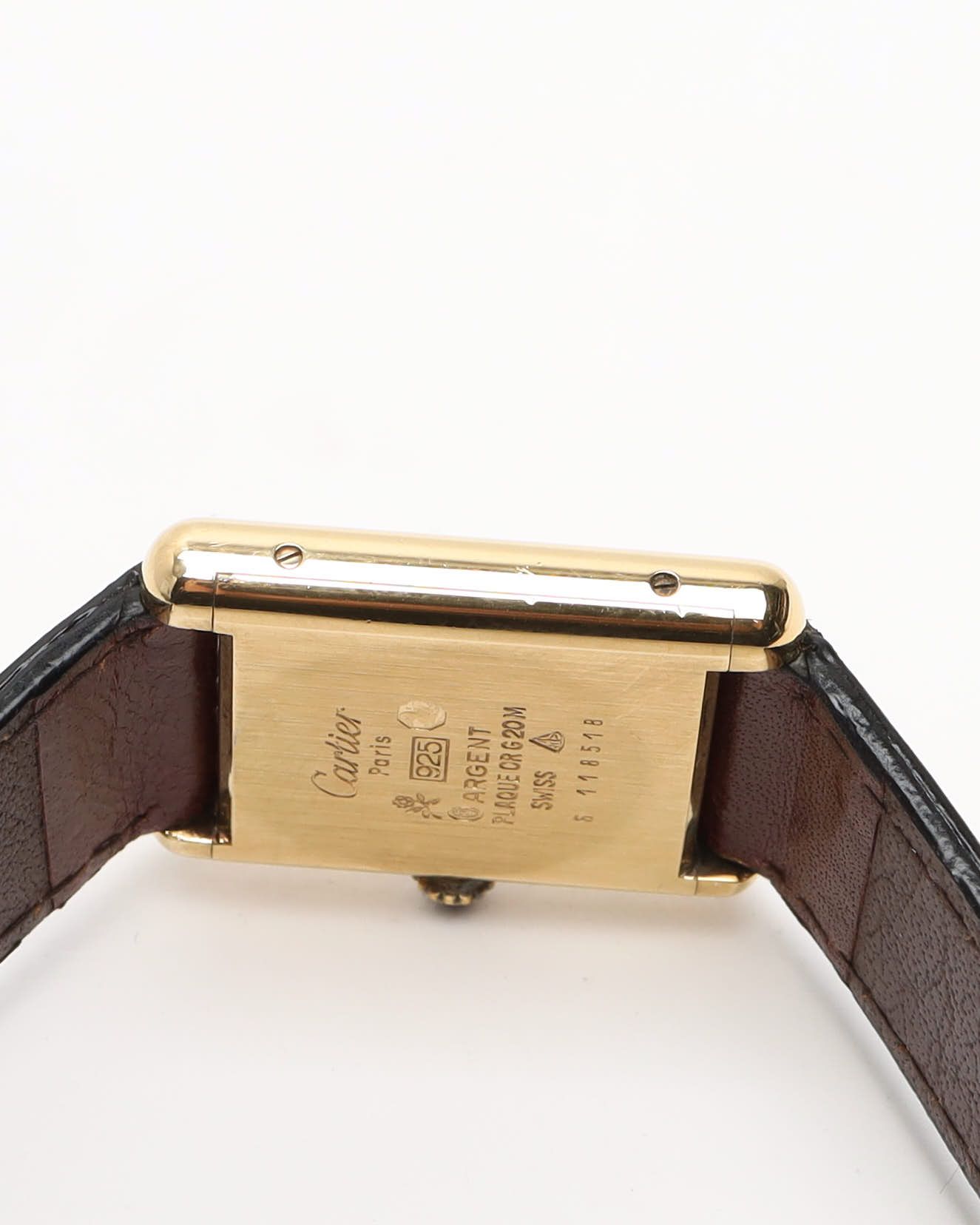 Cartier Tank Vermeil 23mm Rare Manual Watch In Brown
