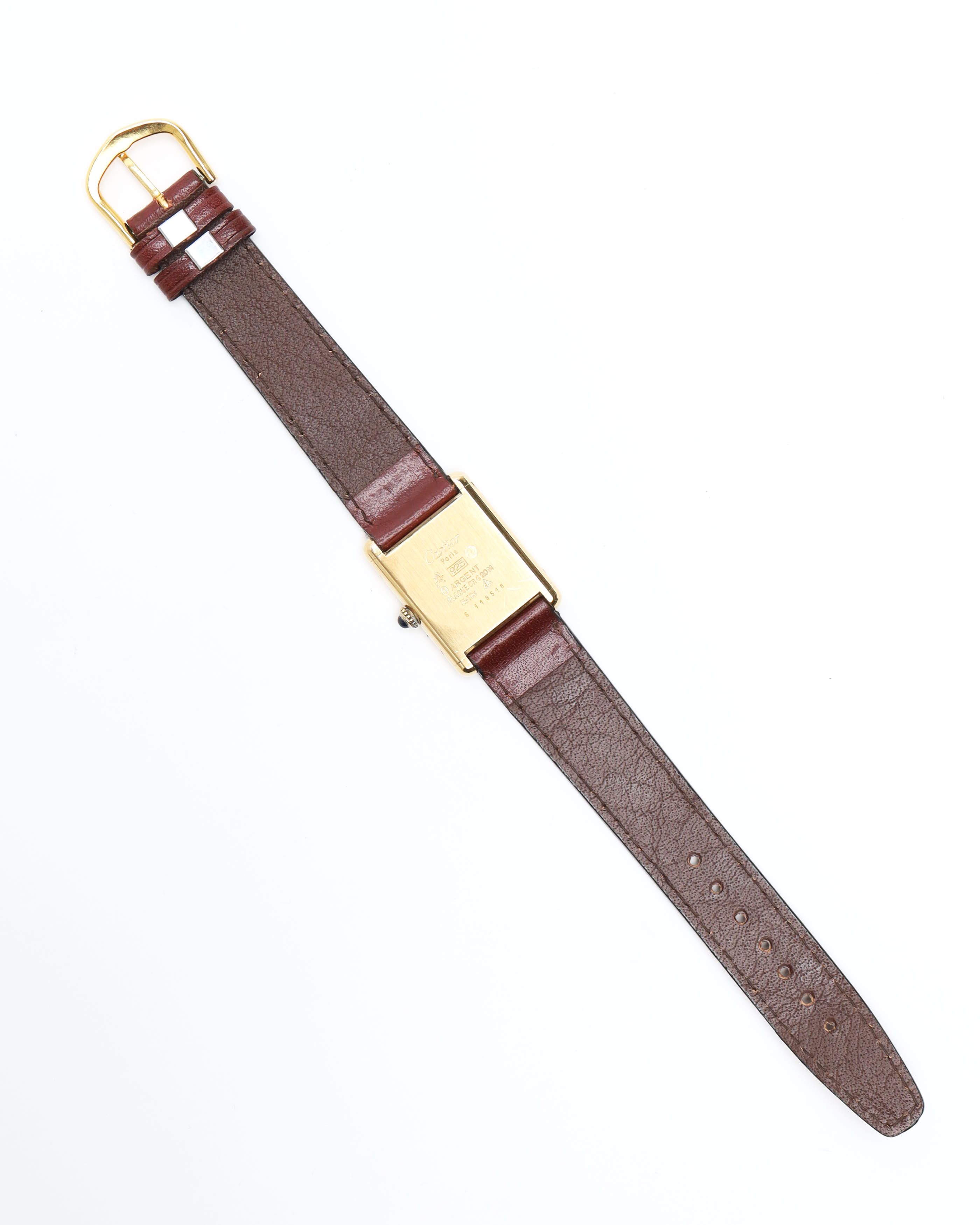 Cartier Tank Vermeil 23mm Rare Manual Watch In Brown