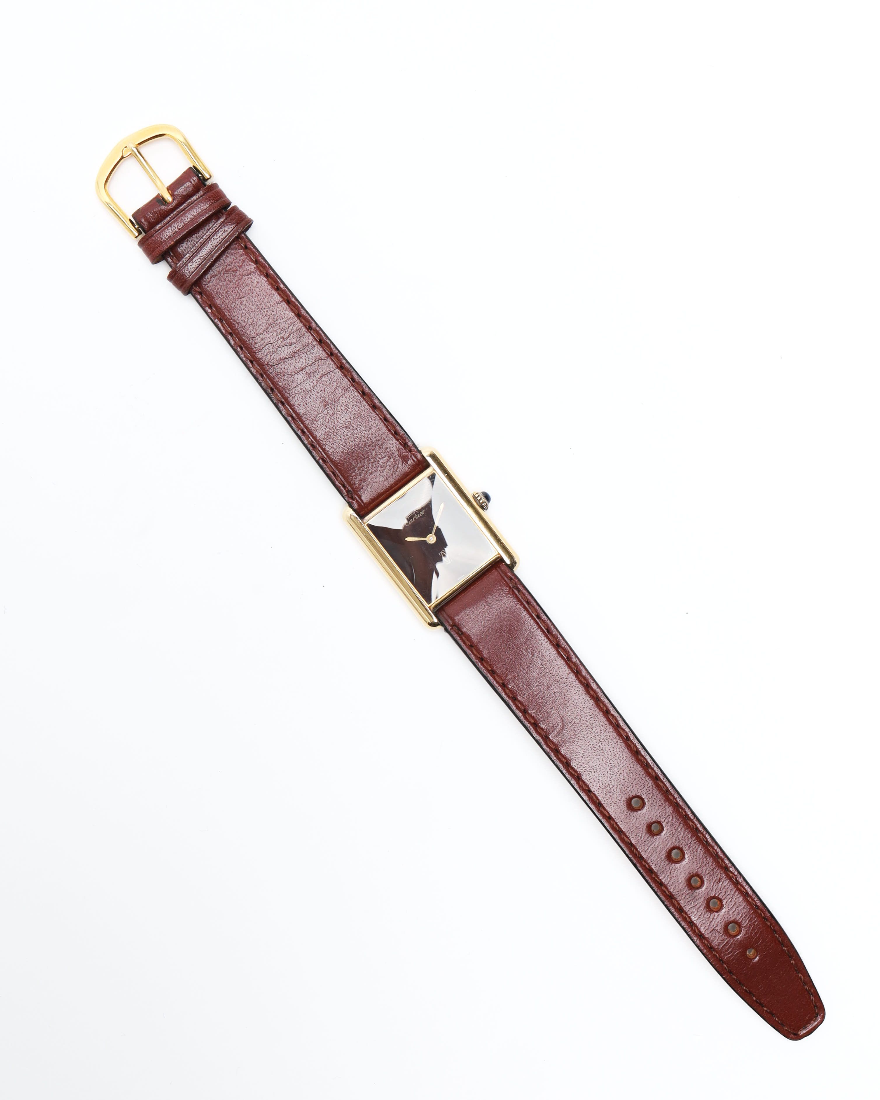 Cartier Tank Vermeil 23mm Rare Manual Watch In Brown