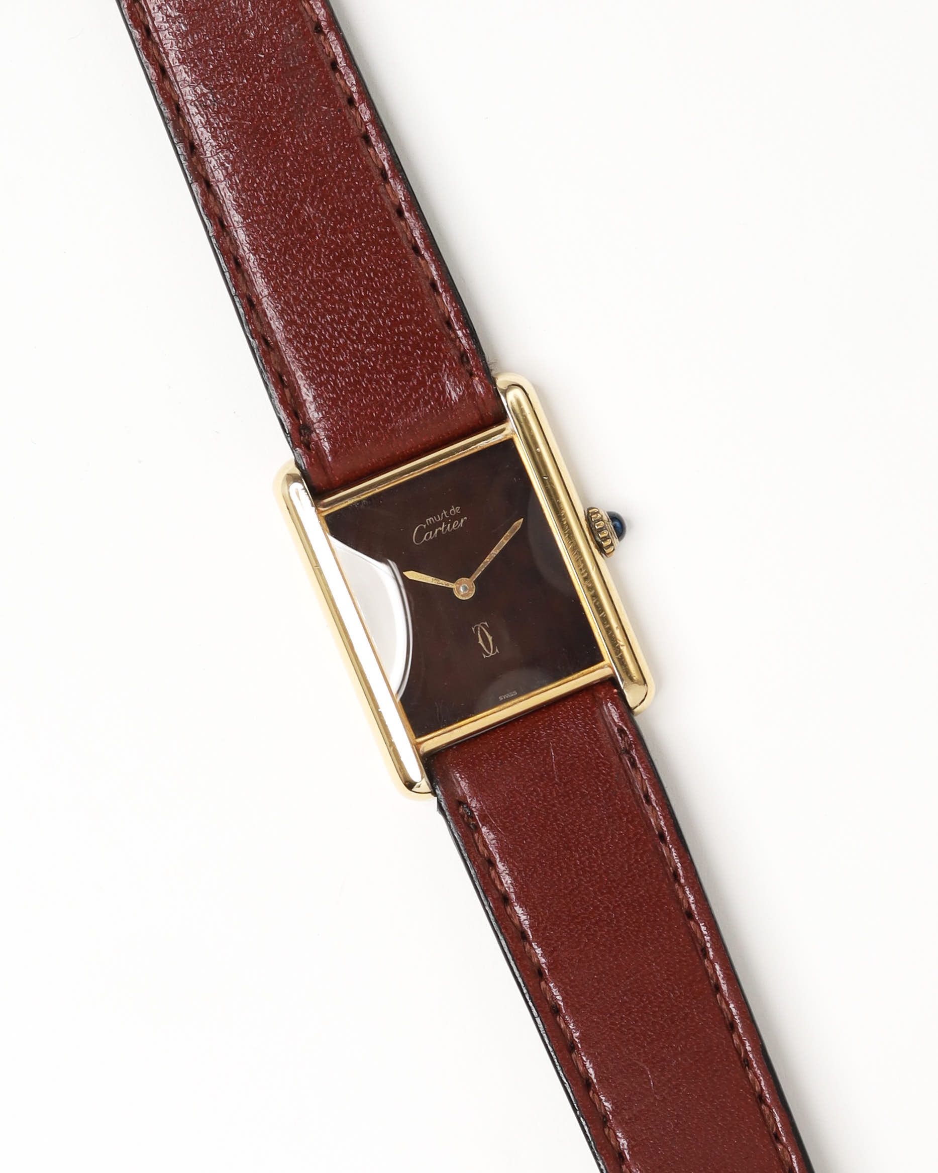 Cartier Tank Vermeil 23mm Rare Manual Watch In Brown