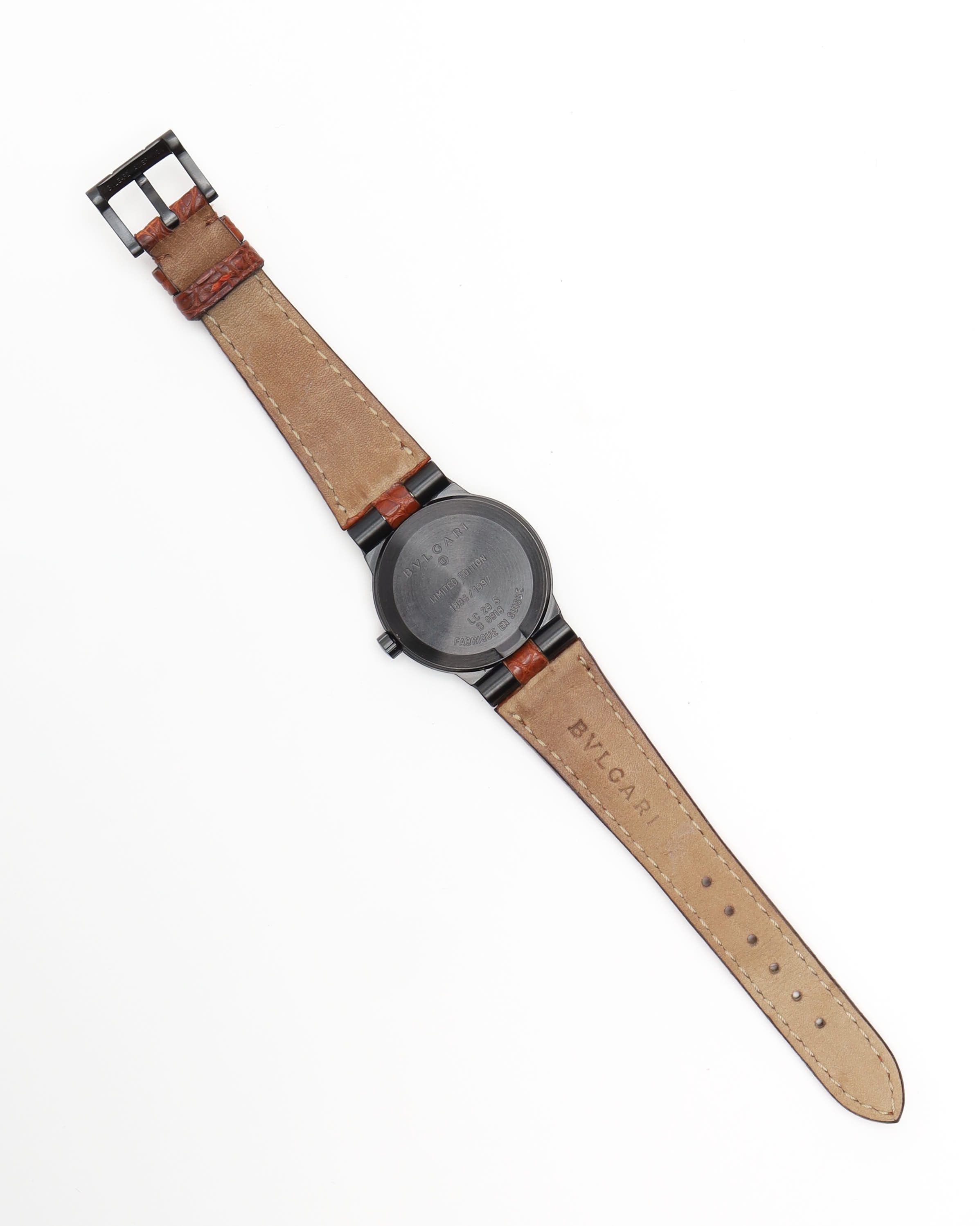 Bvlgari Diagono 27mm Ref Lc29s Hong Kong 1997 Full Set Watch In Brown