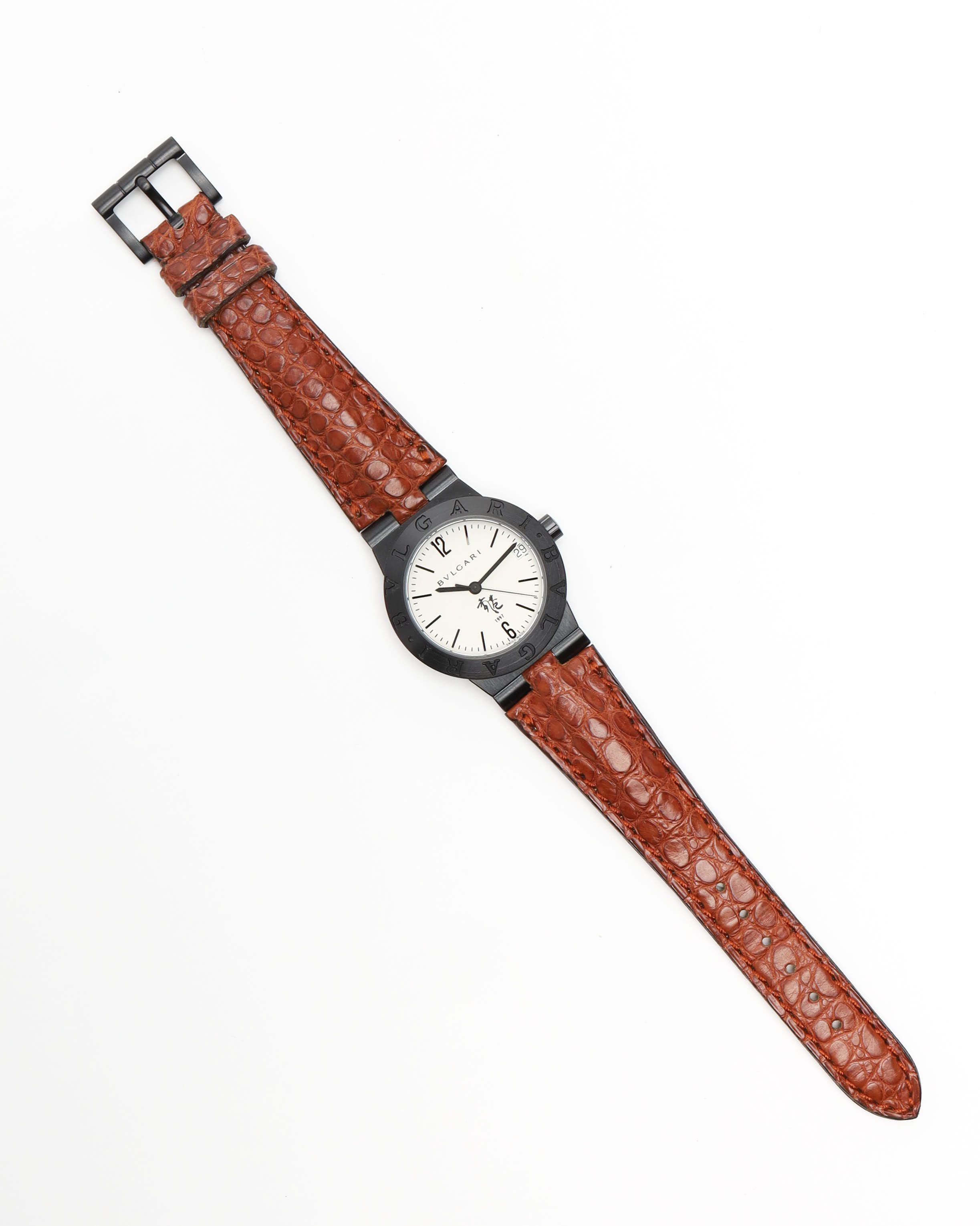 Bvlgari Diagono 27mm Ref Lc29s Hong Kong 1997 Full Set Watch In Brown