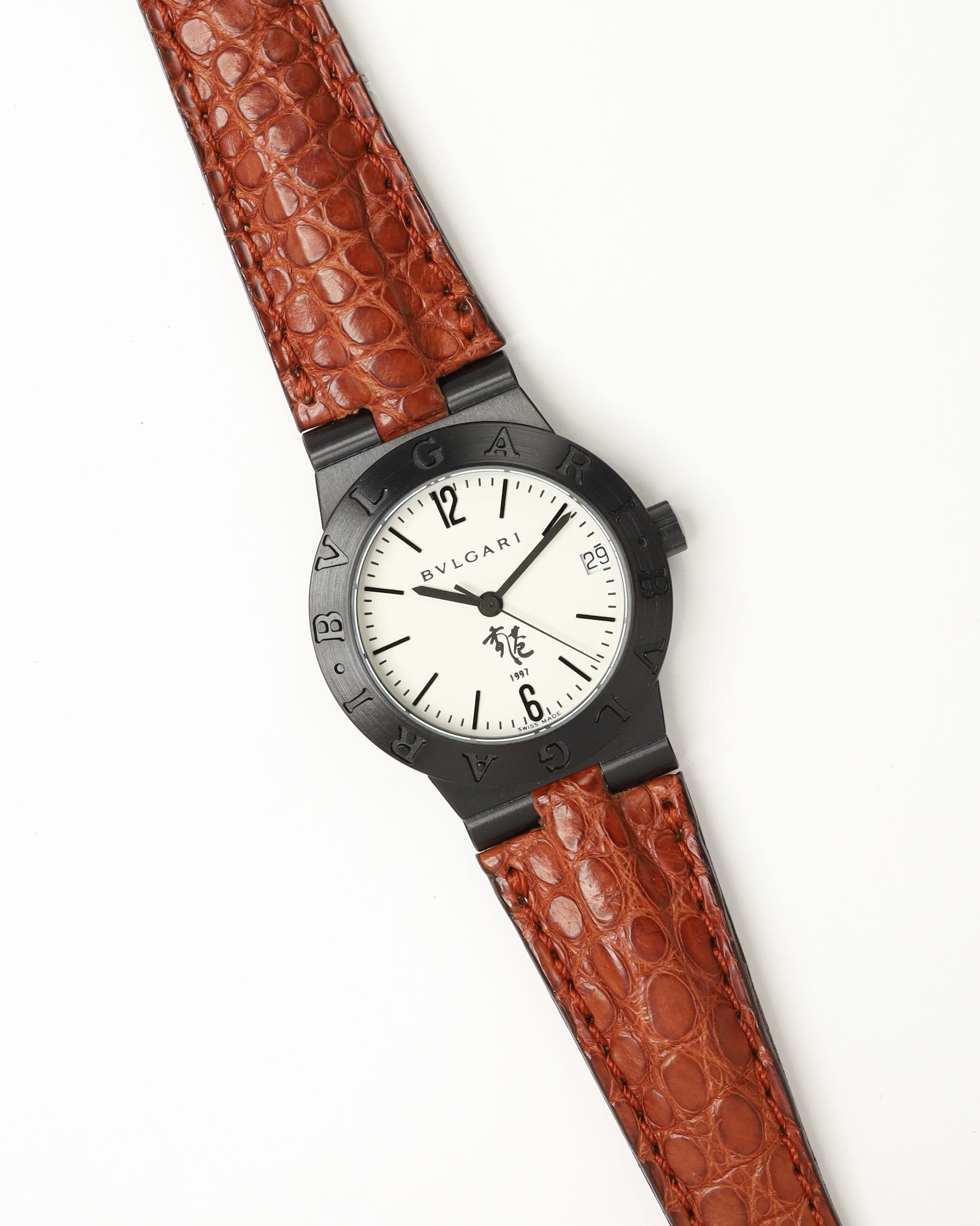 Bvlgari Diagono 27mm Ref Lc29s Hong Kong 1997 Full Set Watch In Brown