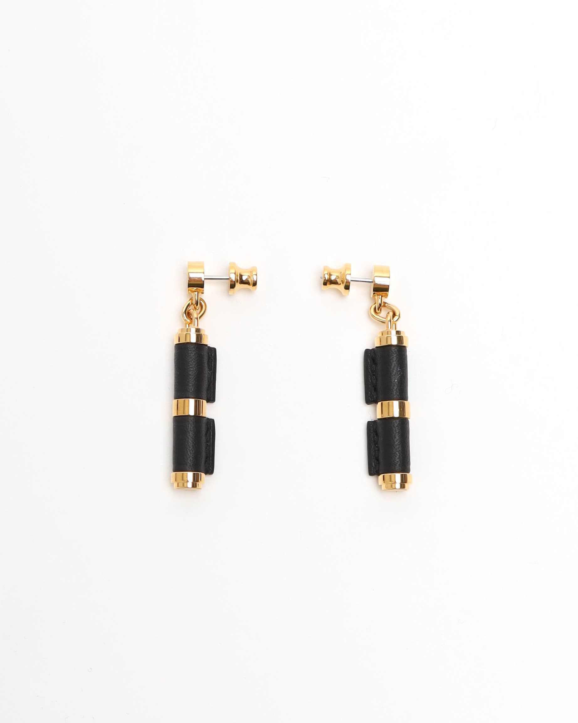 Pre-owned Hermes Hermès Leather Charniere Drop Earrings In Multi