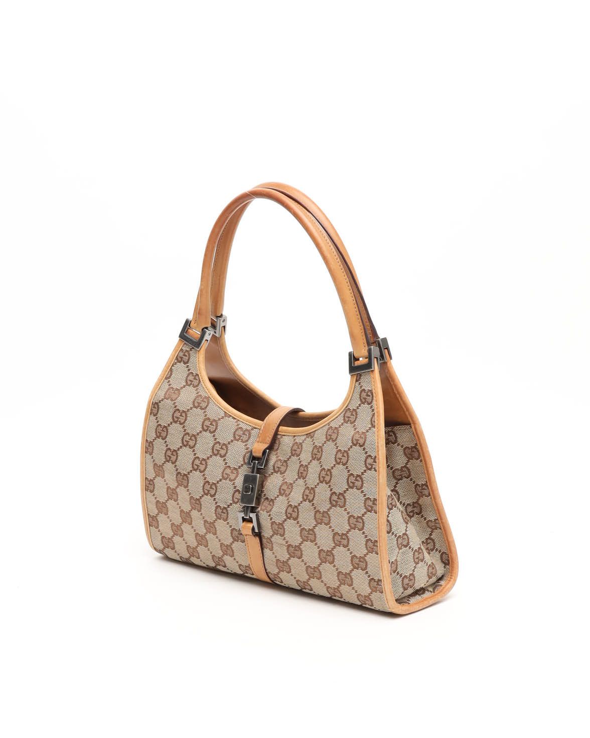 Gucci Gg Jackie Bardot Bag In Brown