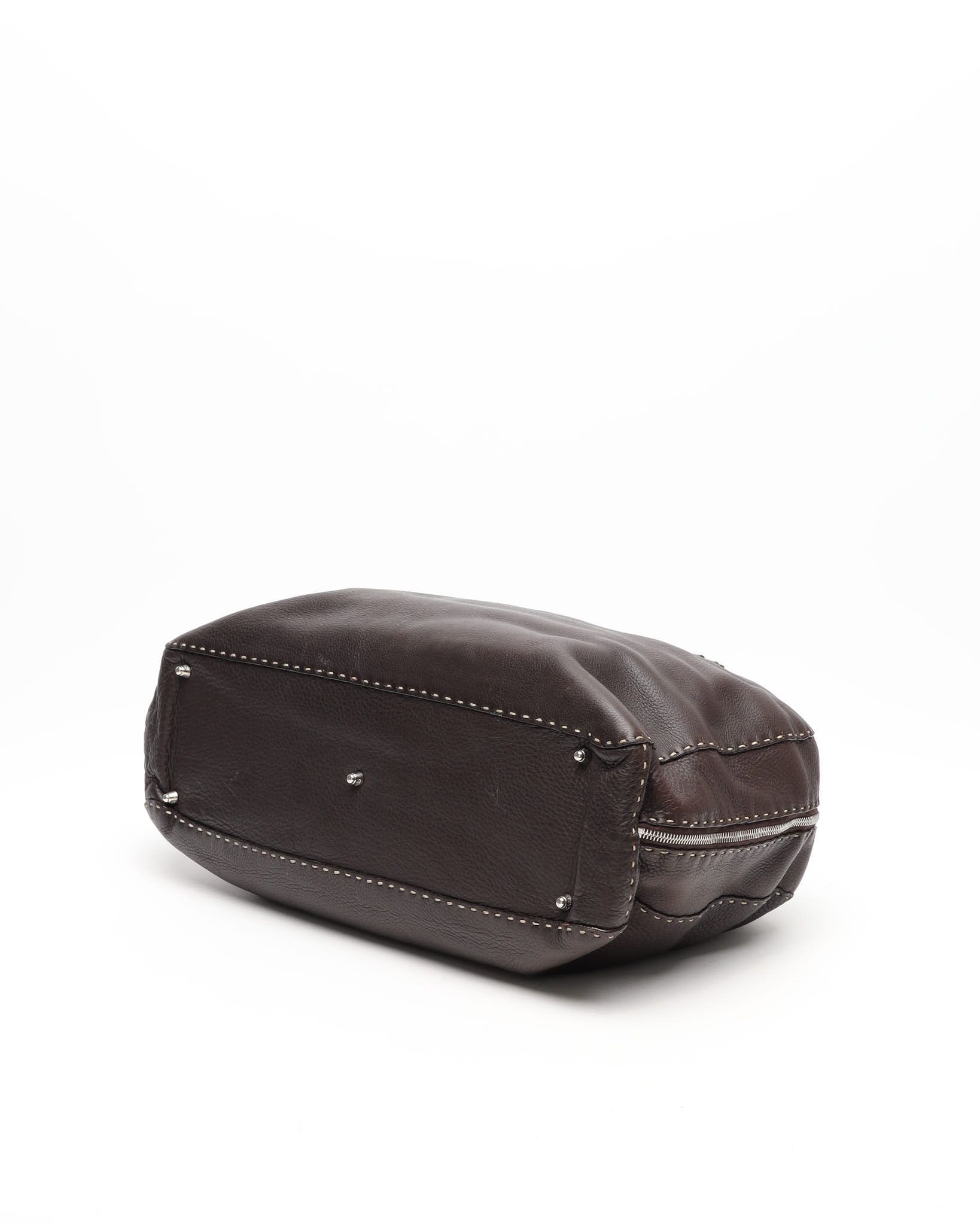 Fendi Wild Stitch Boston Bag In Brown