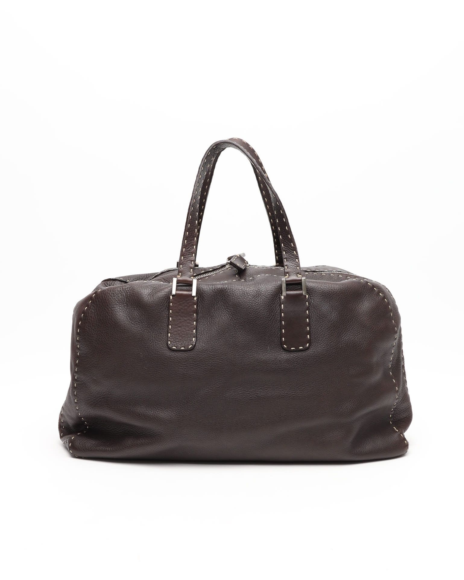 Fendi Wild Stitch Boston Bag In Brown