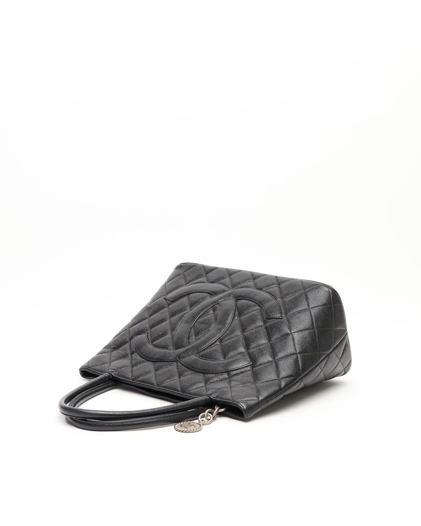 Pre-owned Chanel Caviar Medallion Tote Bag In Black