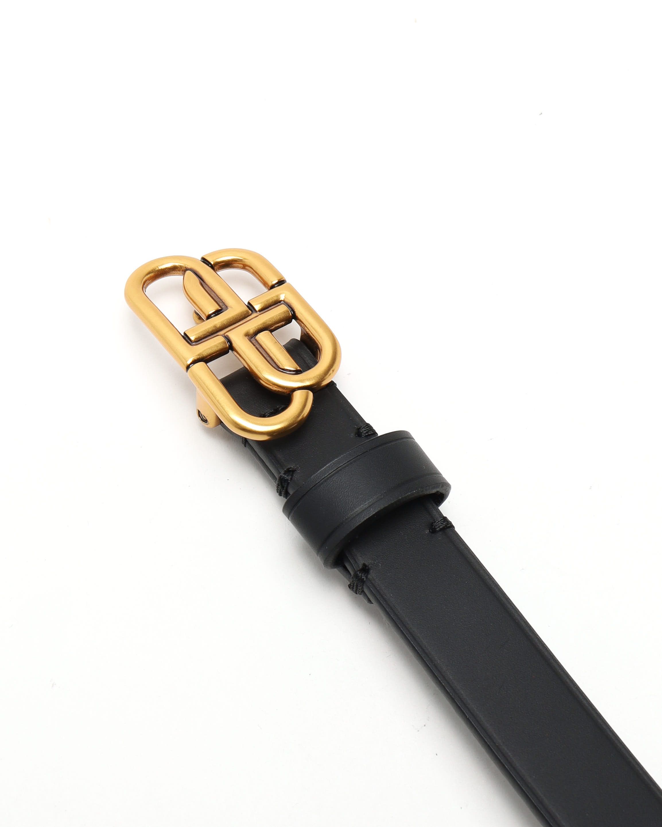 Balenciaga Bb Reversible Croc-effect And Smooth Leather Waist Belt In Black