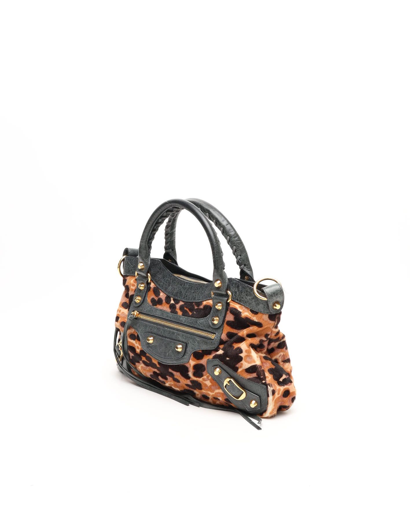 Balenciaga Leopard First Bag In Multi