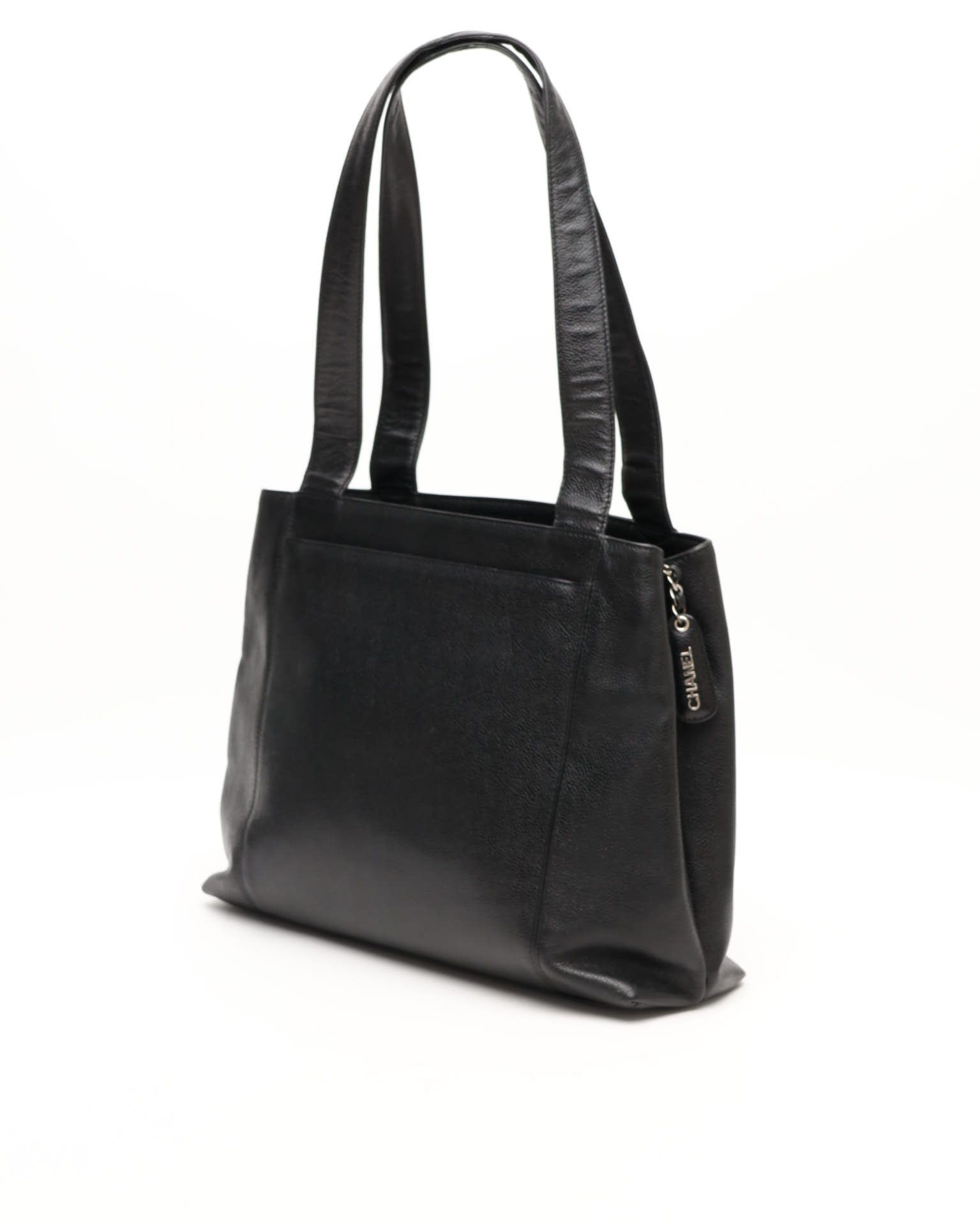 Pre-owned Chanel Cc Caviar Tote Bag In Black