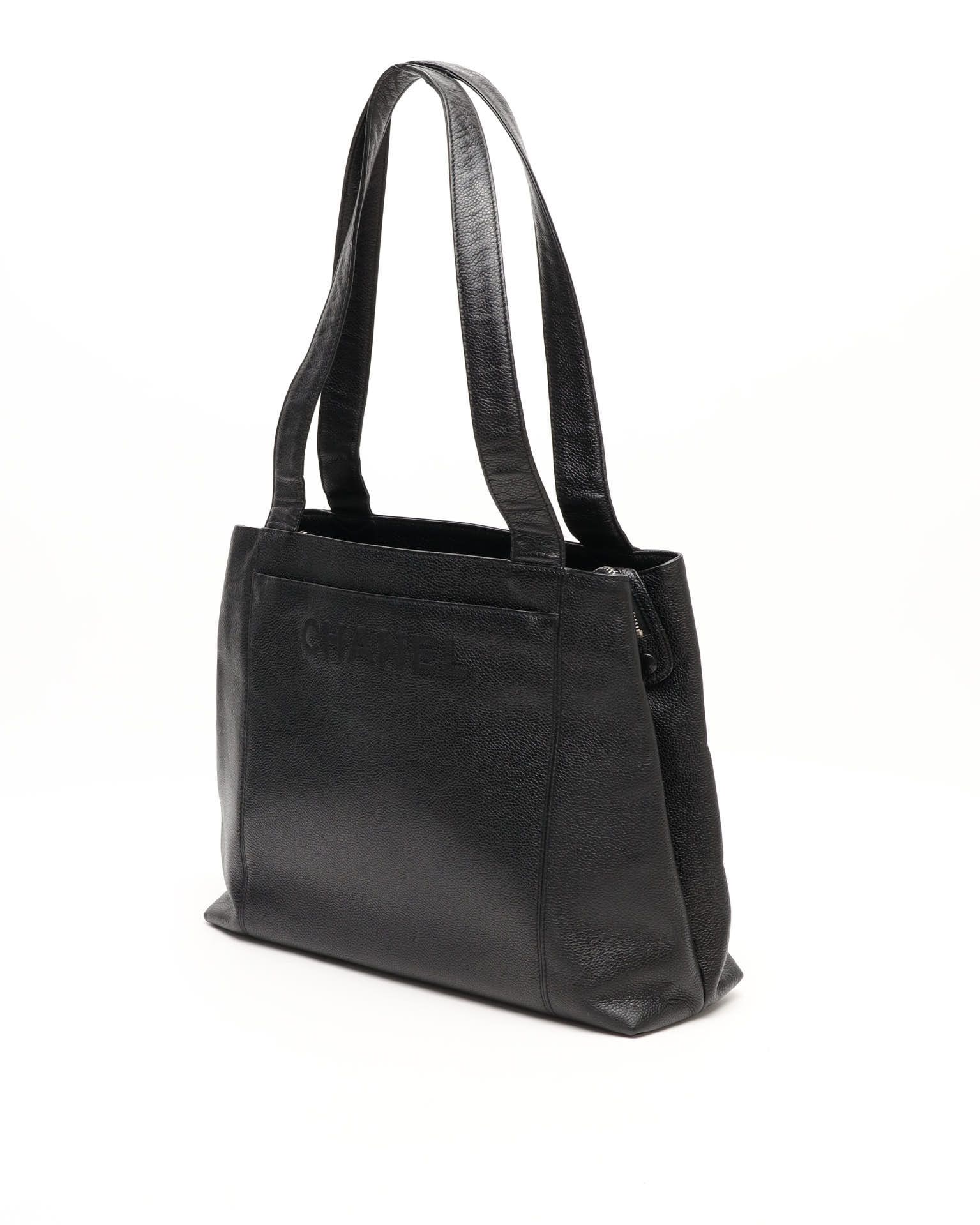 Pre-owned Chanel Cc Caviar Tote Bag In Black