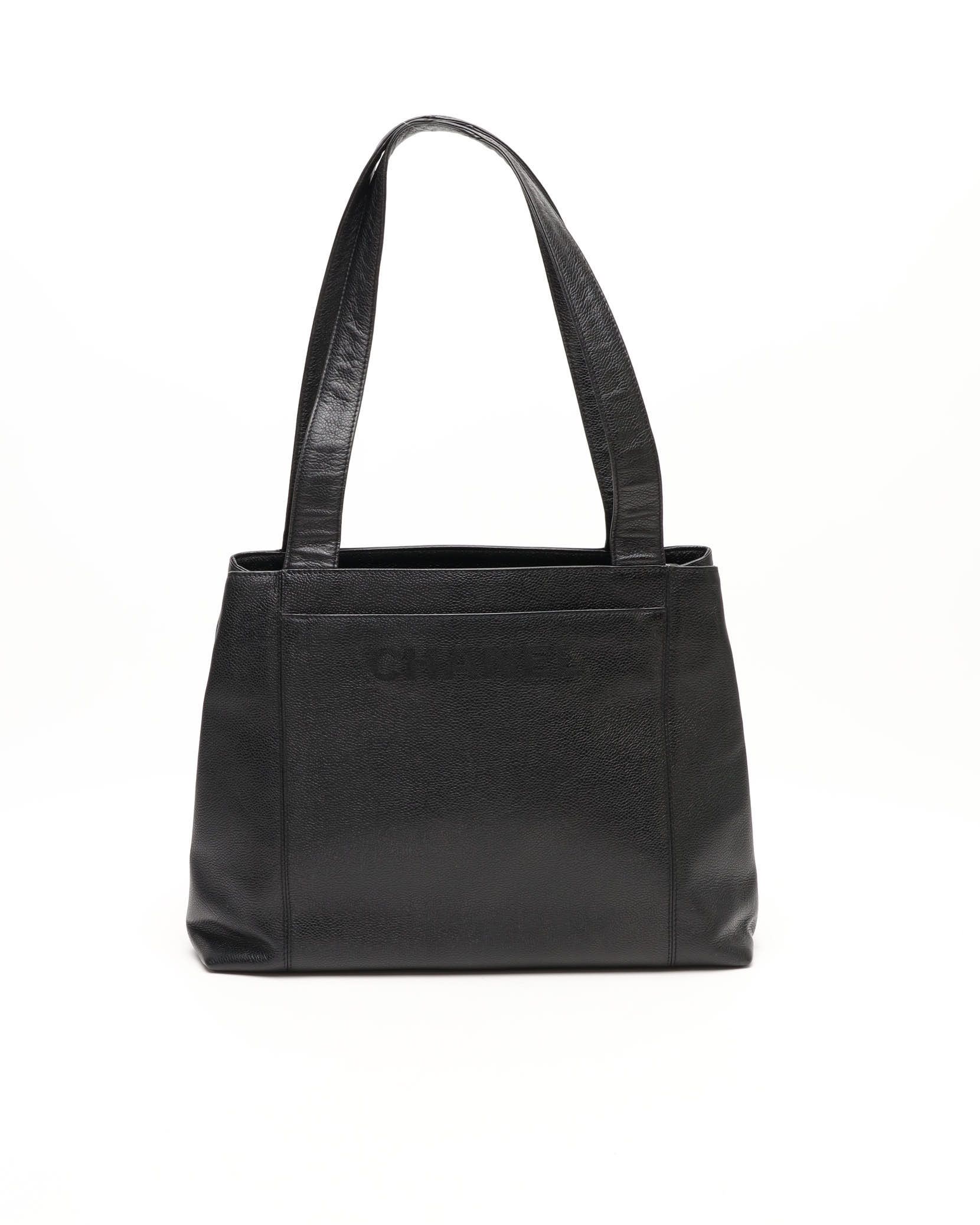 Pre-owned Chanel Cc Caviar Tote Bag In Black