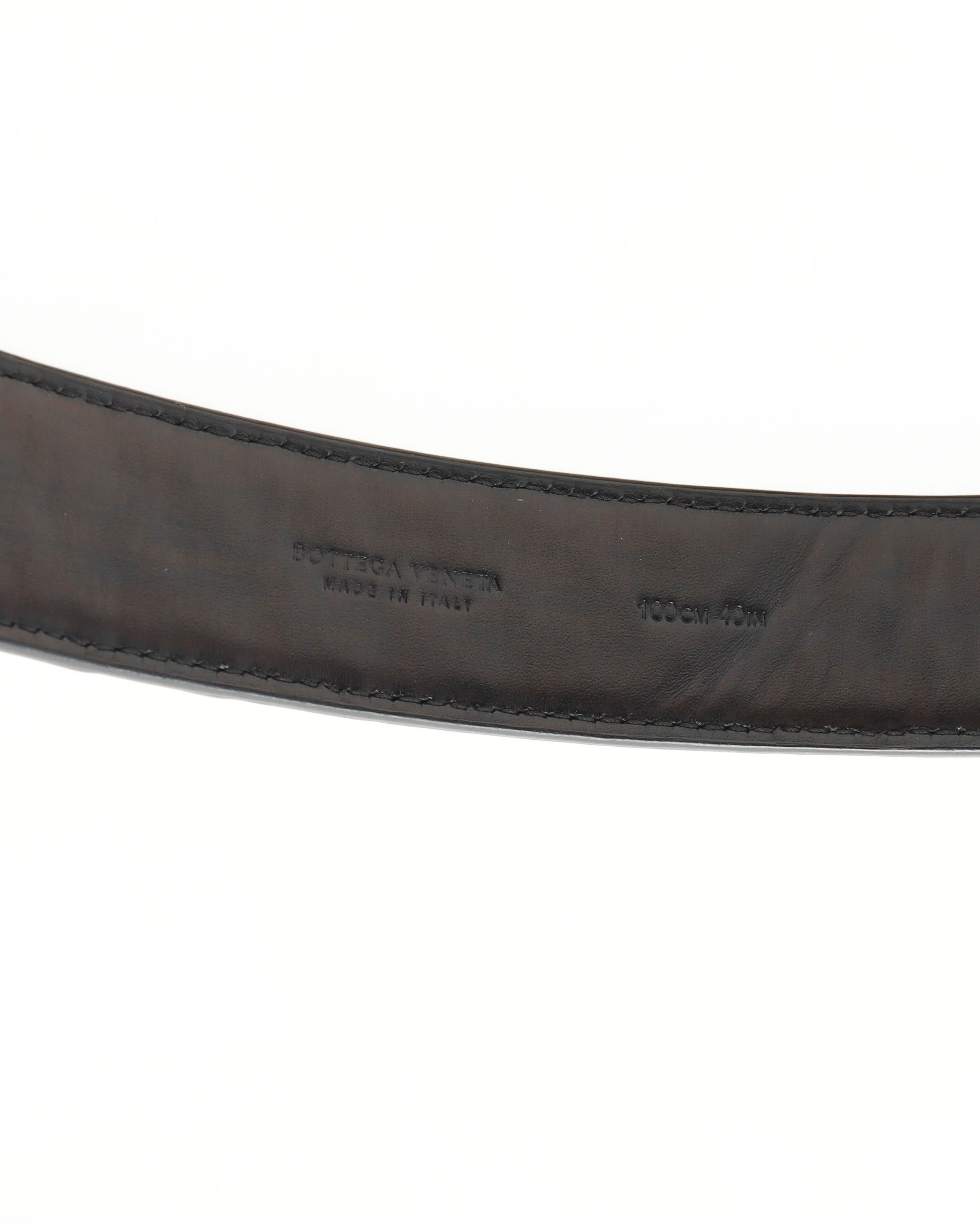 Bottega Veneta Intrecciato Belt, Size 100 In Black