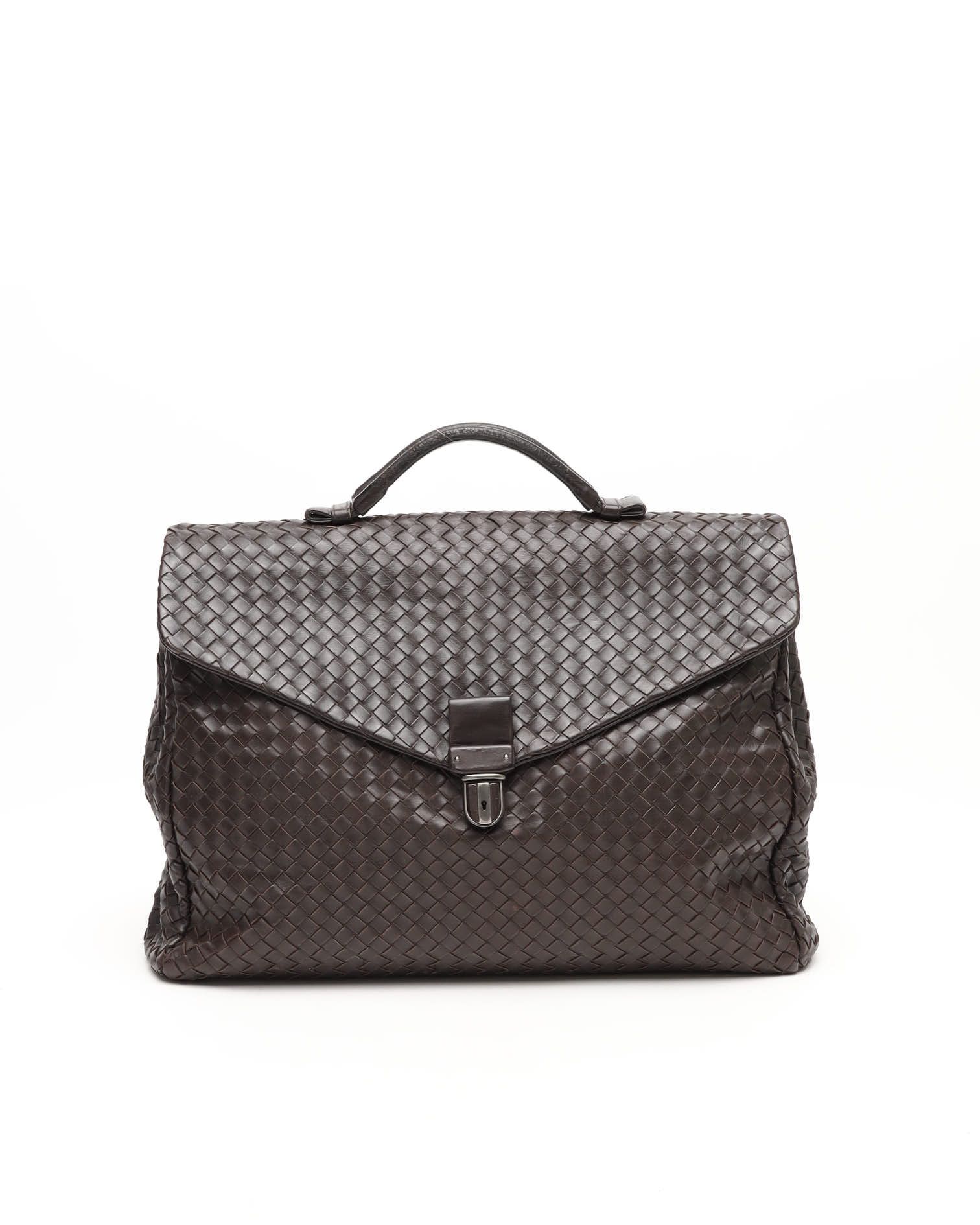 Bottega Veneta Intrecciato Business Bag In Brown