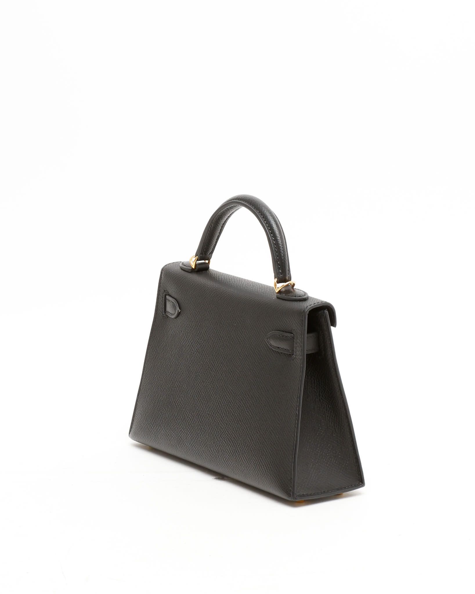 Pre-owned Hermes Hermès Mini Kelly Ii Sellier Epsom Bag In Black